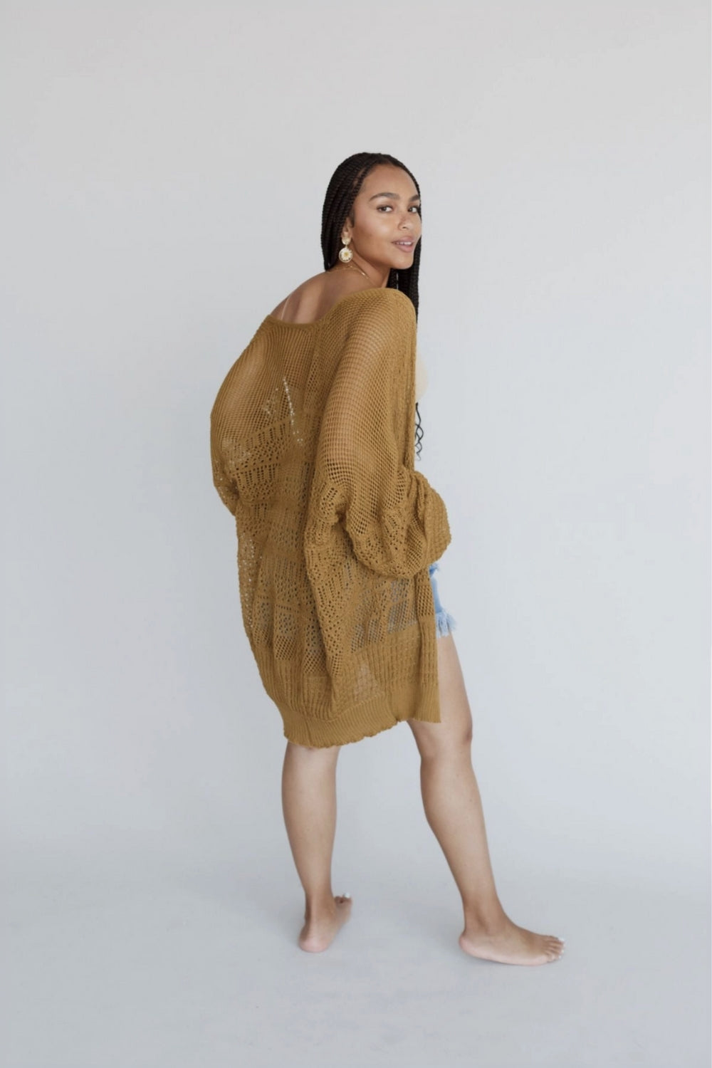 Brenden Knit Netted Cardigan