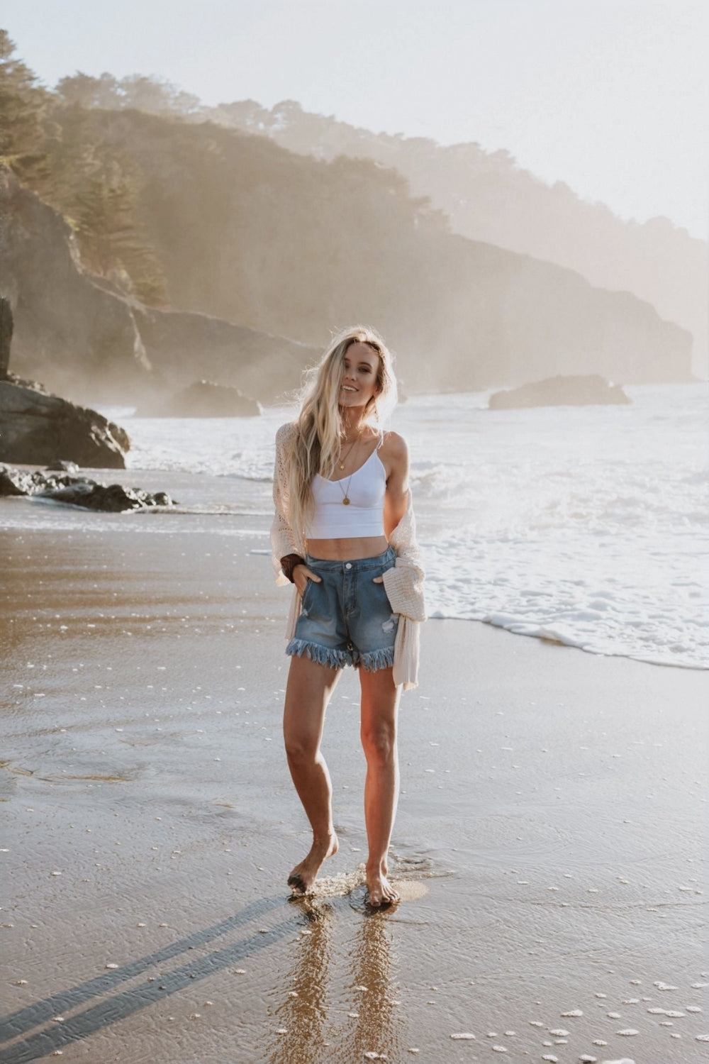 Brenden Knit Netted Cardigan