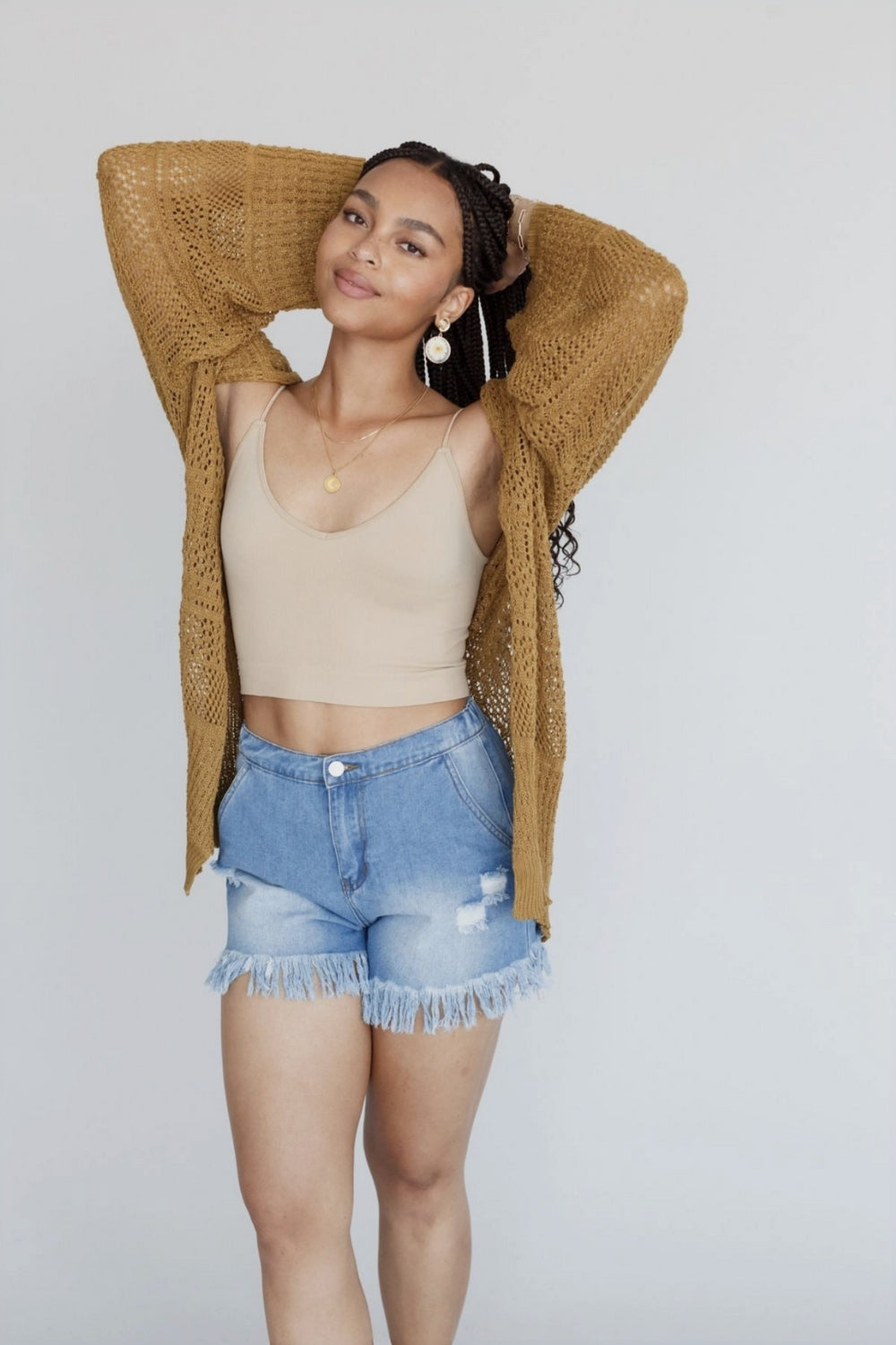 Brenden Knit Netted Cardigan