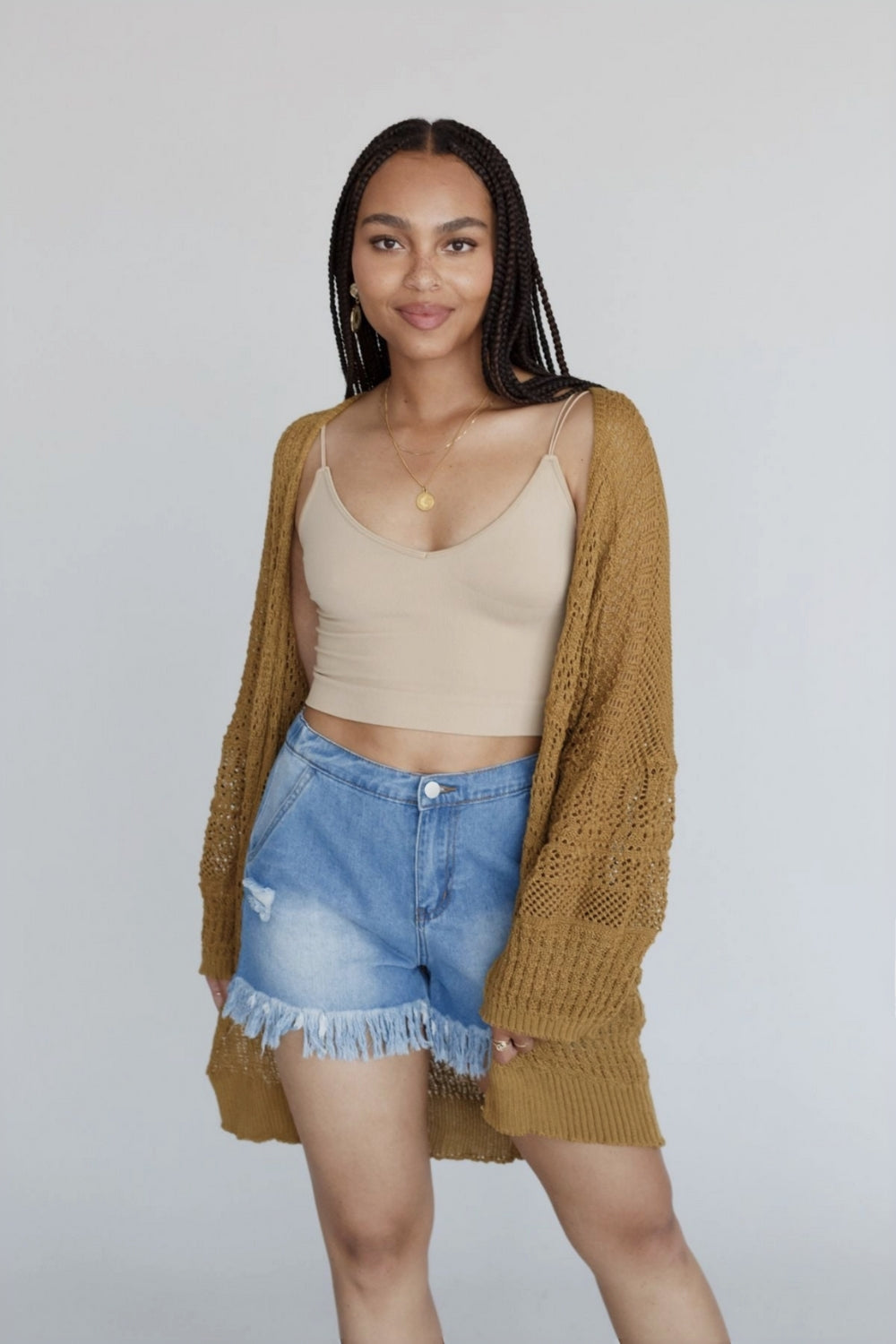 Brenden Knit Netted Cardigan