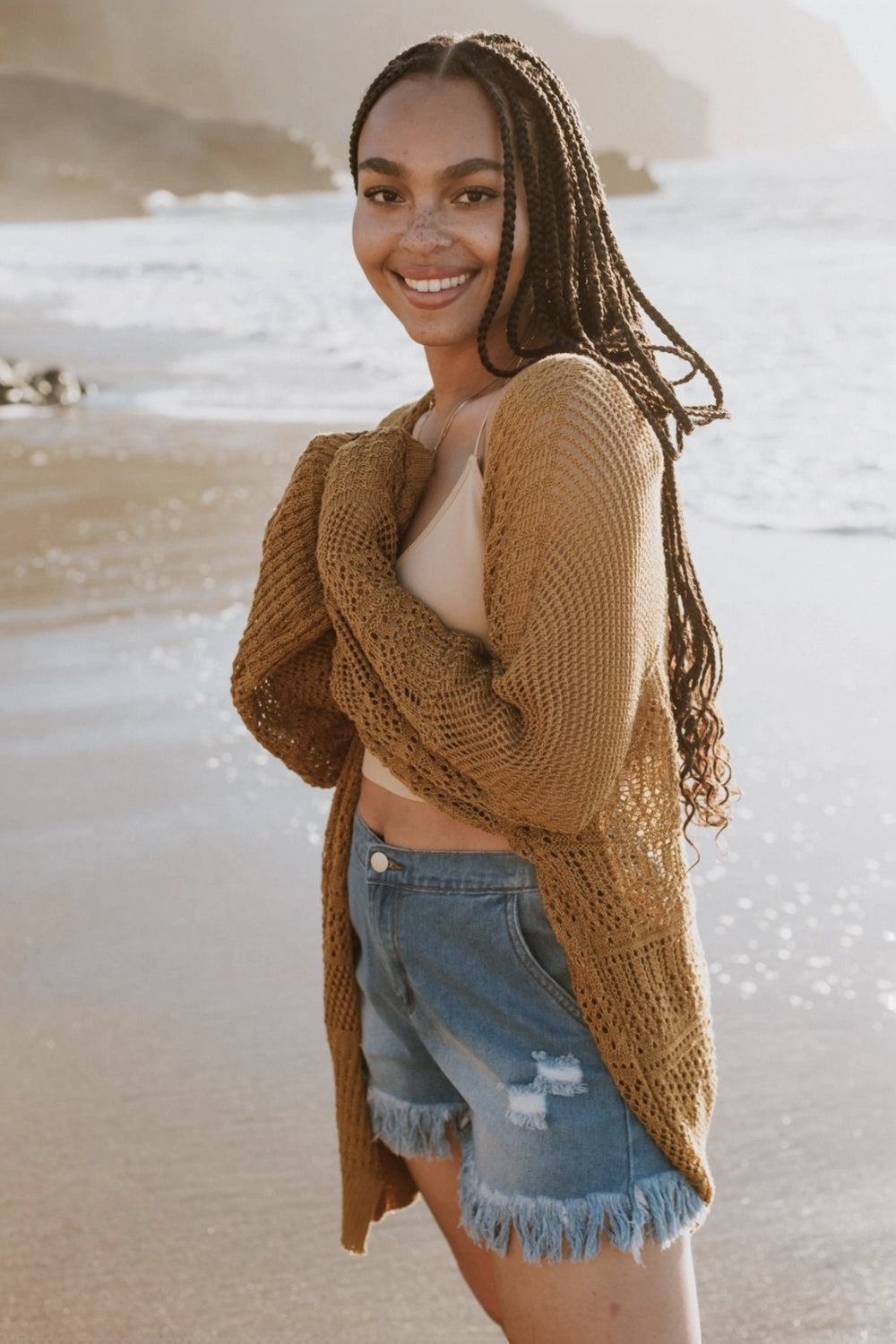 Brenden Knit Netted Cardigan