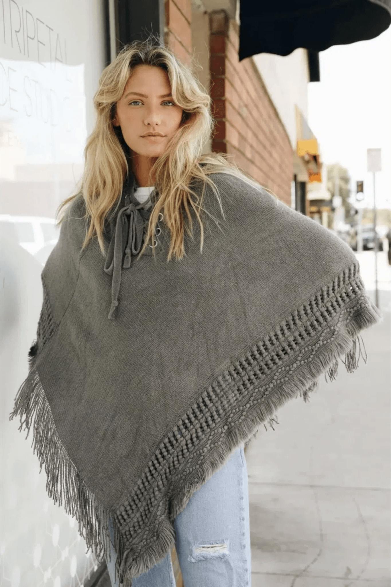 Classic Knit Beach Hoodie Poncho