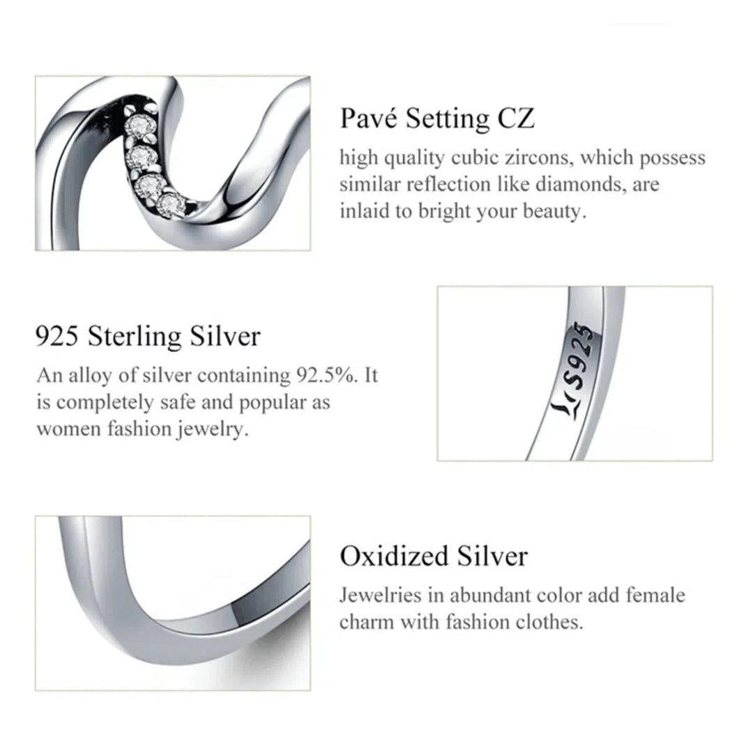 Crystal Wave Ring in Sterling Silver - Oceanista