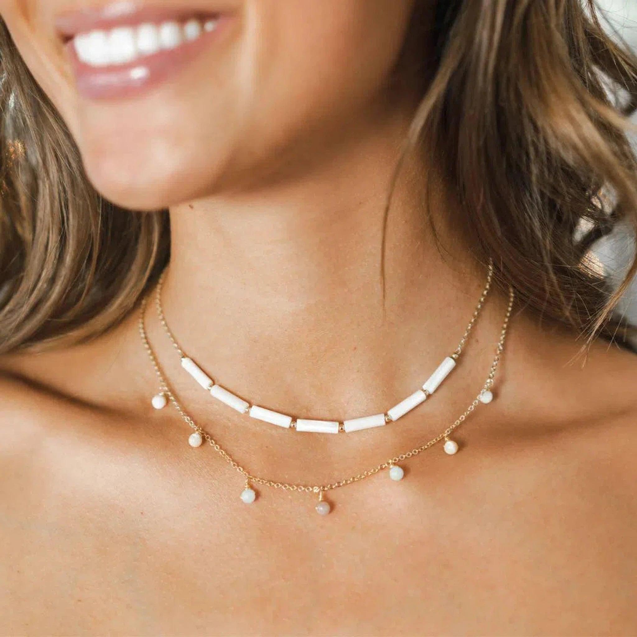 Imagination Tube Bead Necklace - Gold or Silver