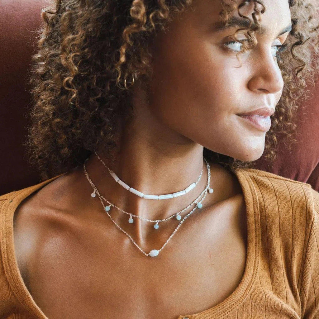 Imagination Tube Bead Necklace - Gold or Silver