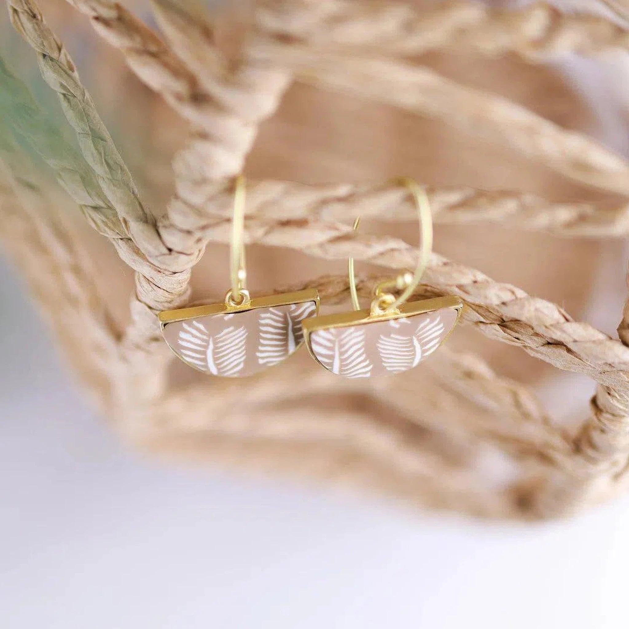 Ivory Palm Reversible Half Shell Earrings