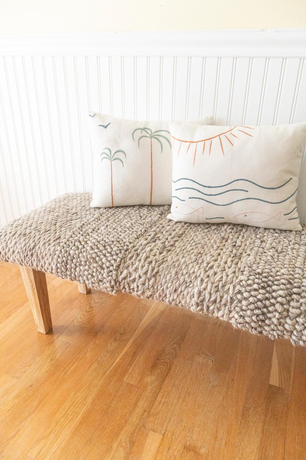 Palm Tree + Birds Embroidered Cotton Pillow Cover