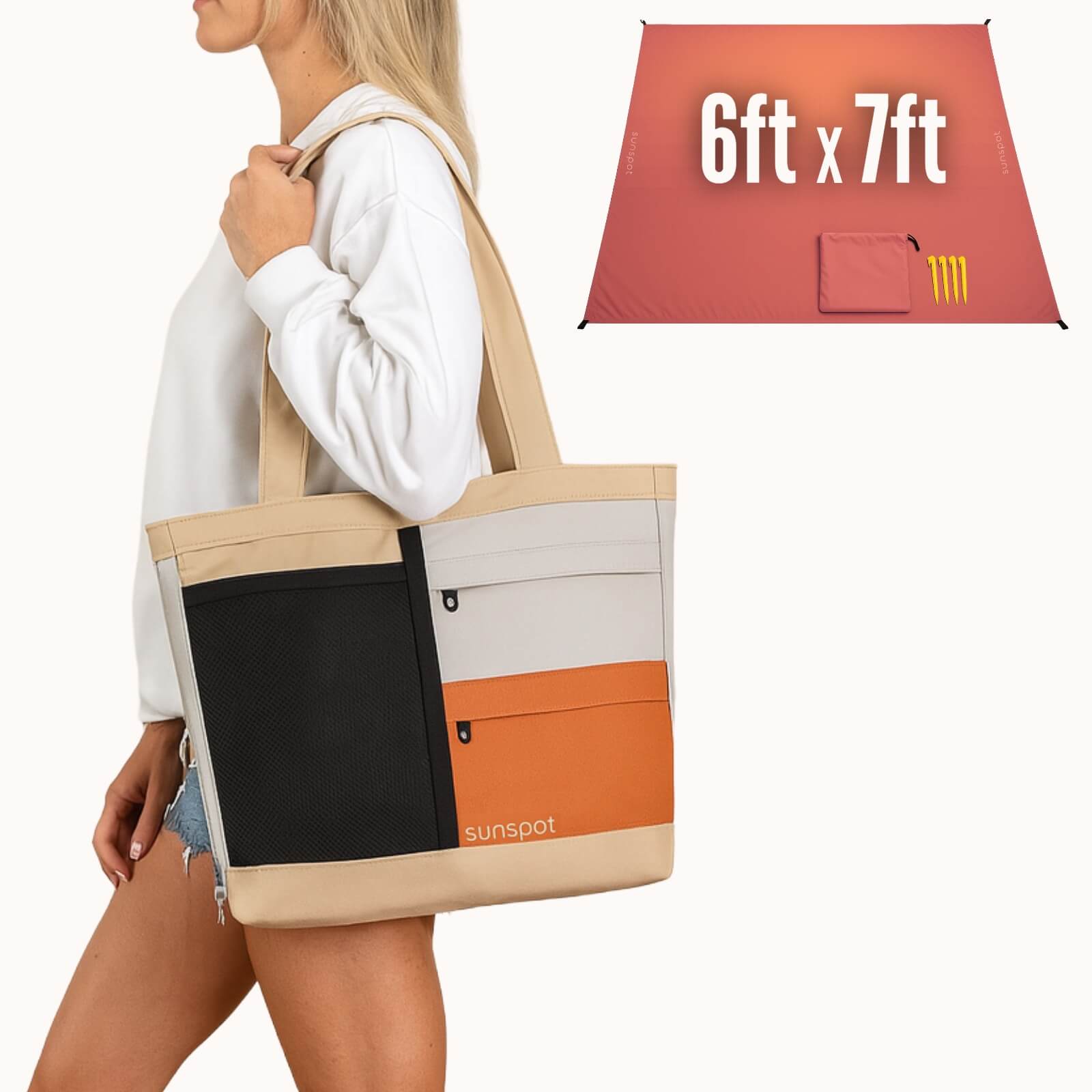 Premium Beach Tote with Pull-out Blanket