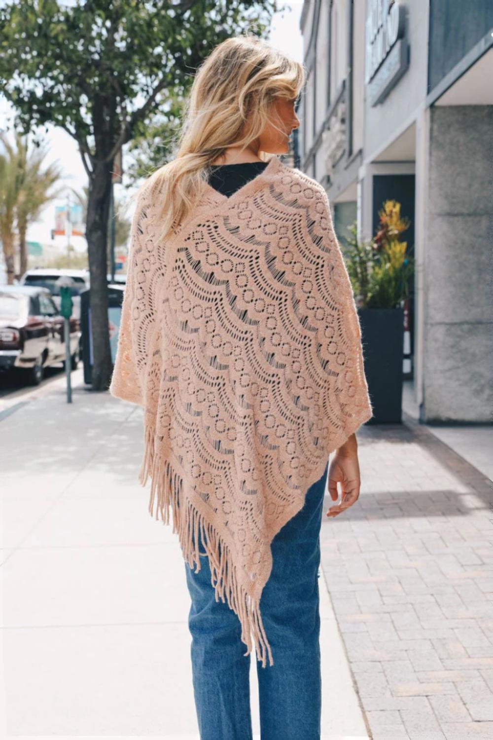 Scallop Bohemian Knit Poncho