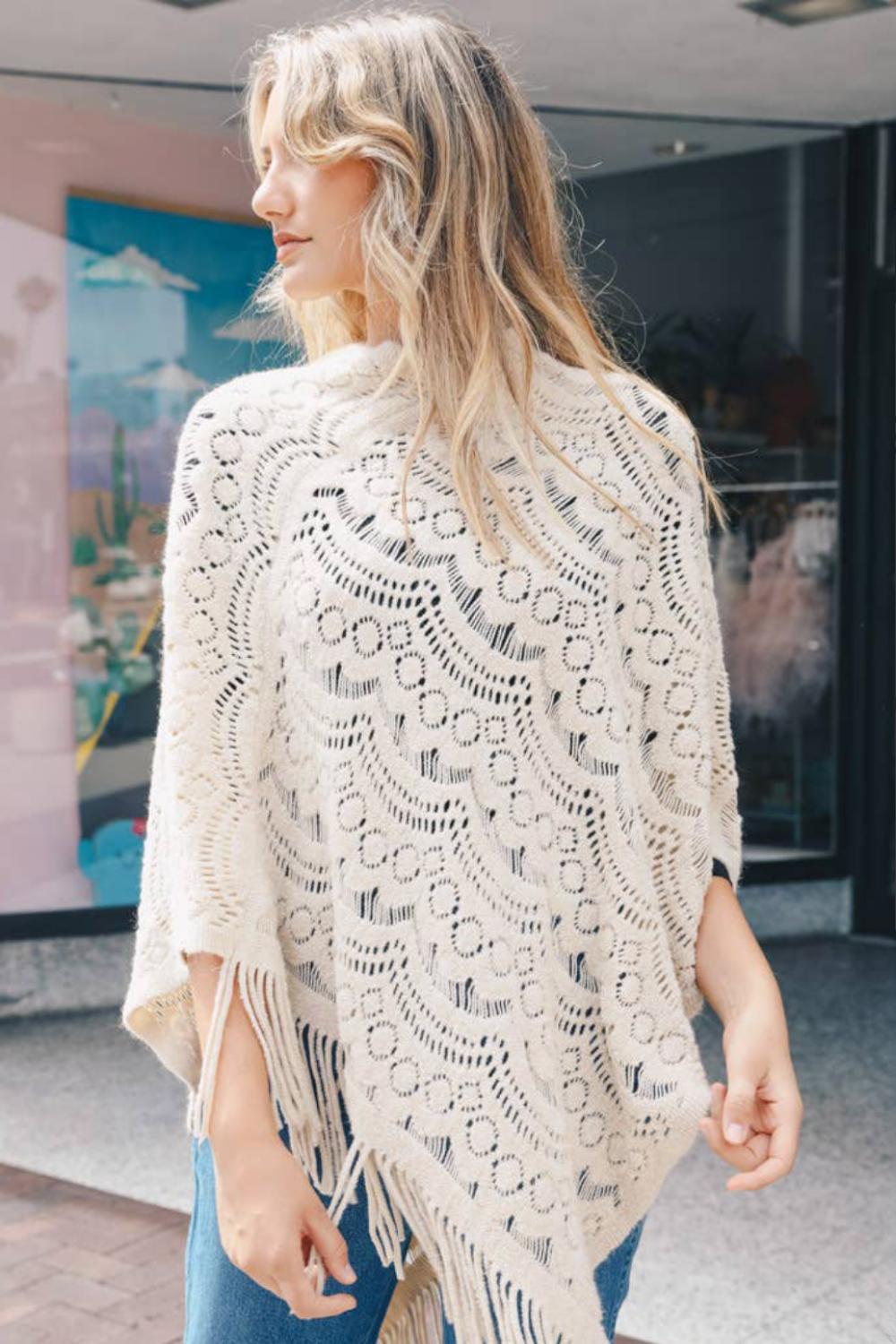 Scallop Bohemian Knit Poncho