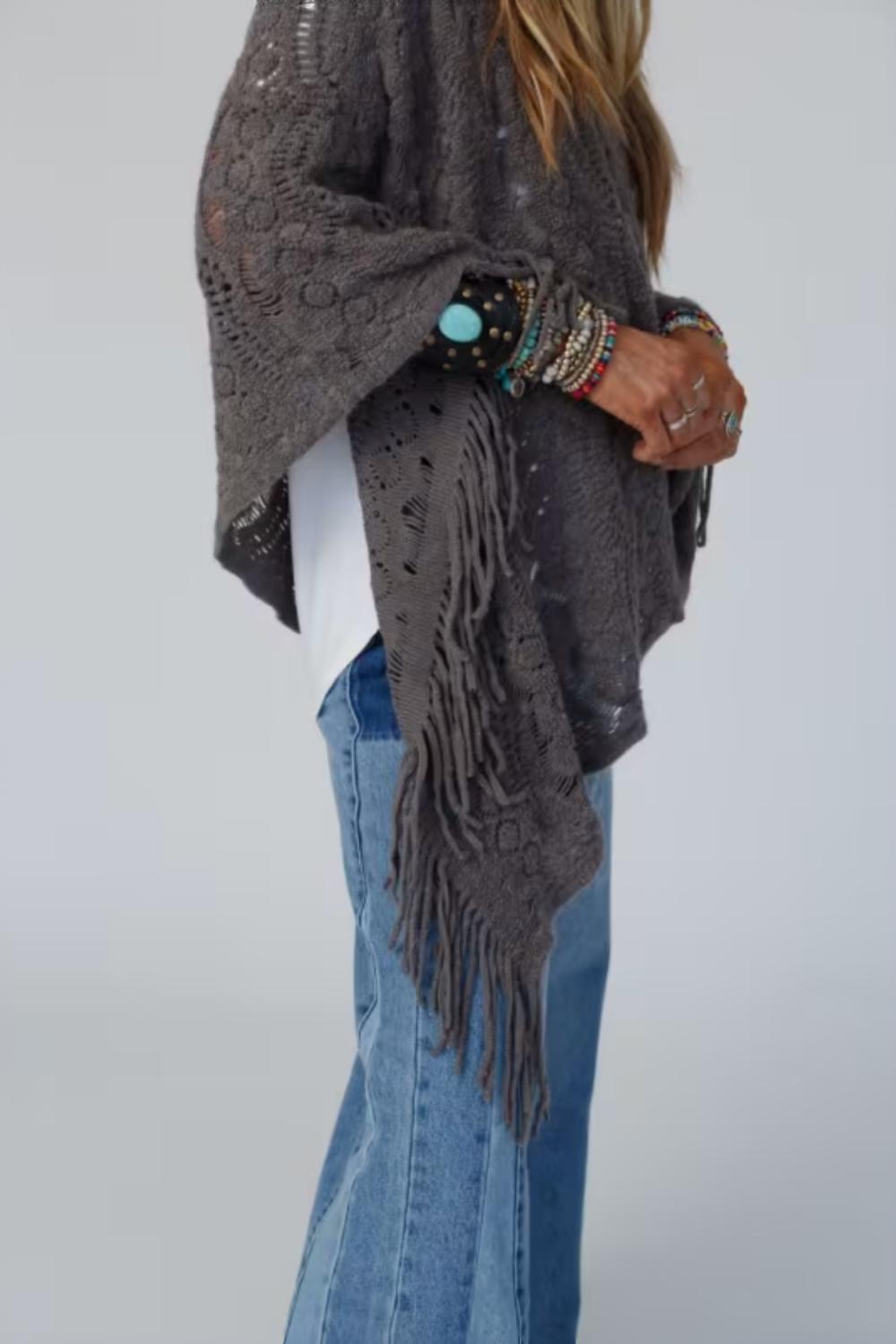 Scallop Bohemian Knit Poncho