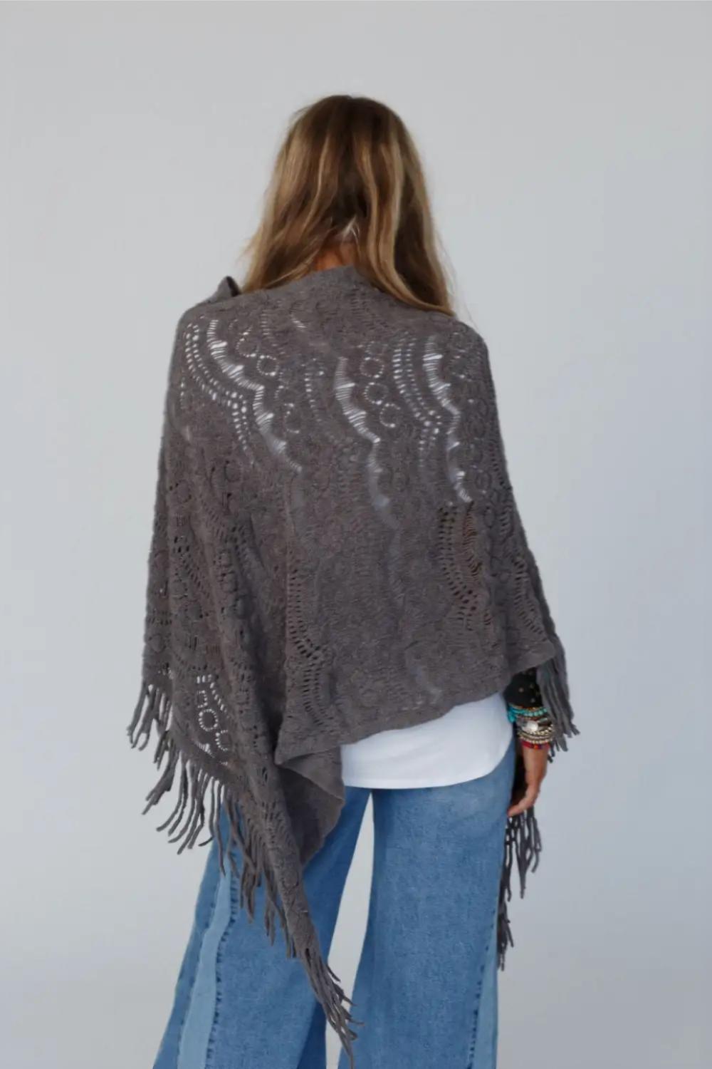 Scallop Bohemian Knit Poncho