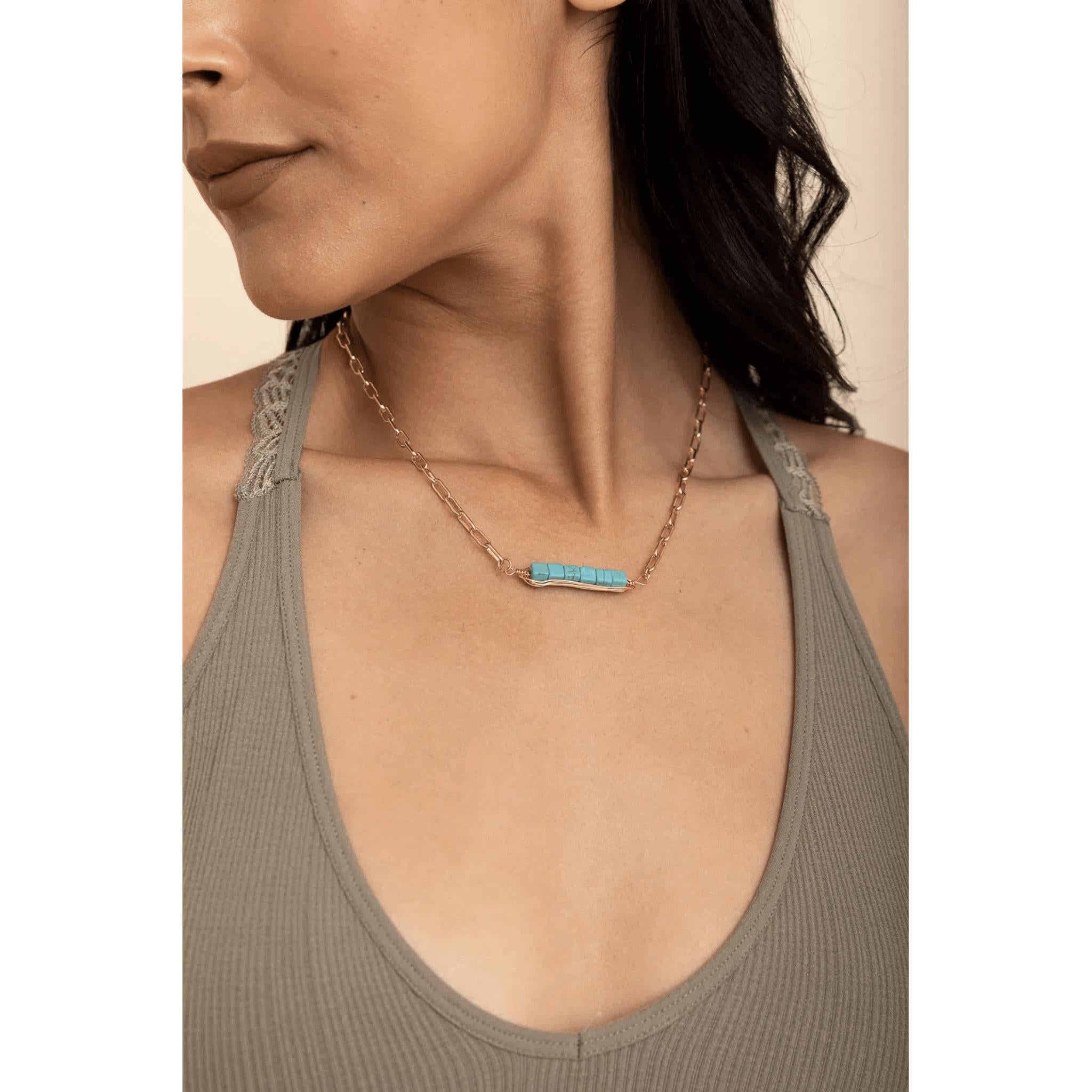 Stacked Turquoise Gold Chain Necklace