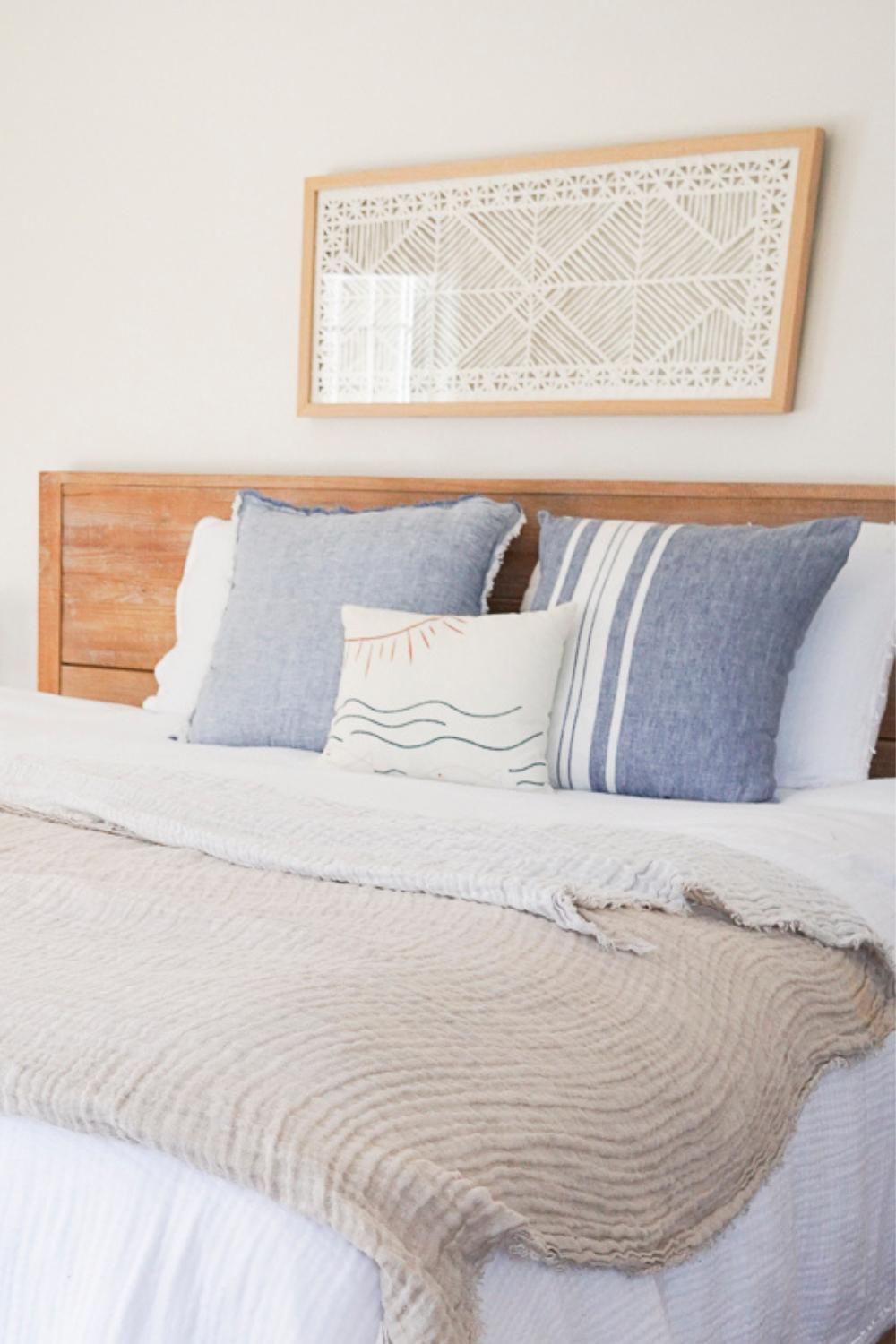 Sun, Fish, + Ocean Embroidered Cotton Pillow Cover