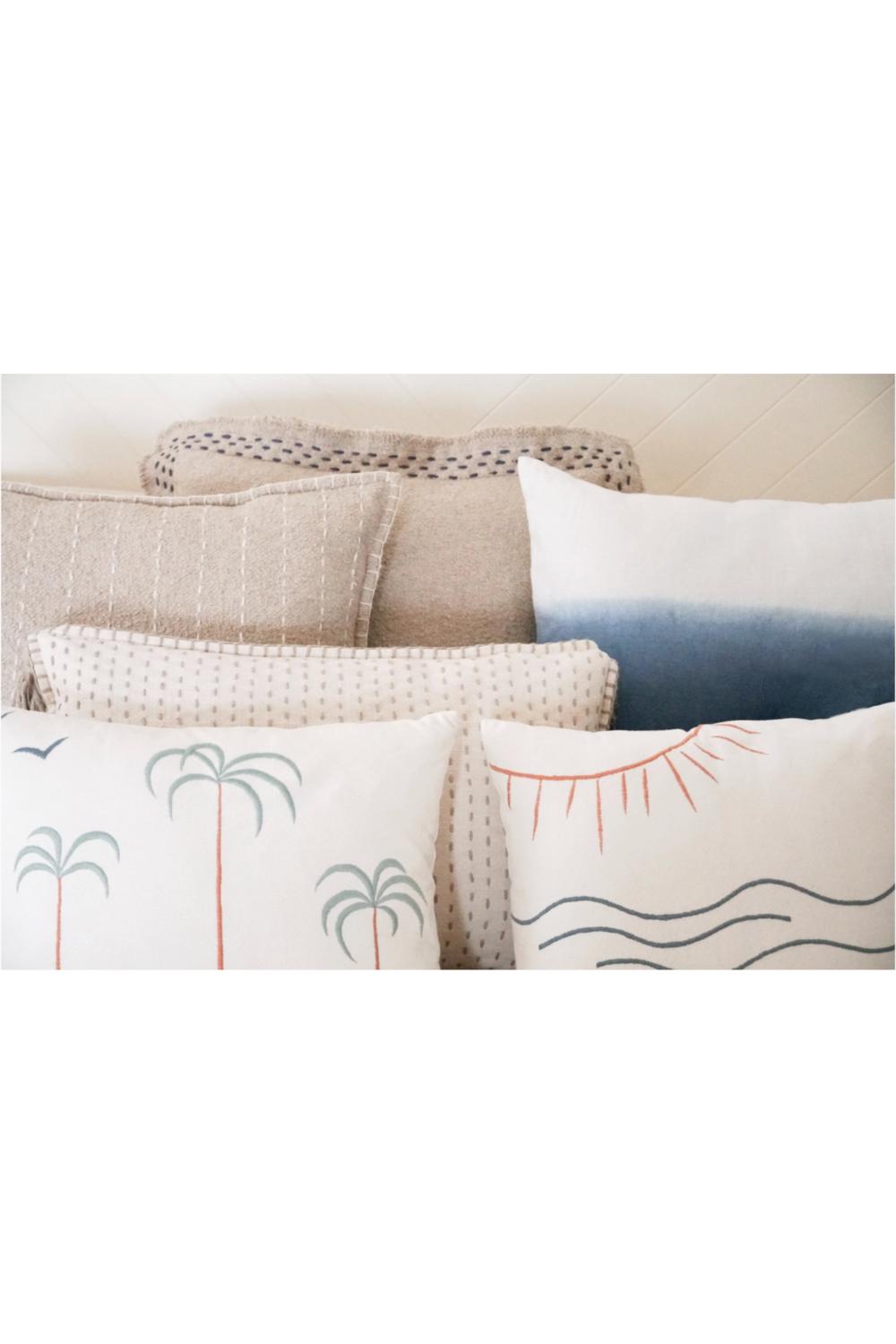 Sun, Fish, + Ocean Embroidered Cotton Pillow Cover