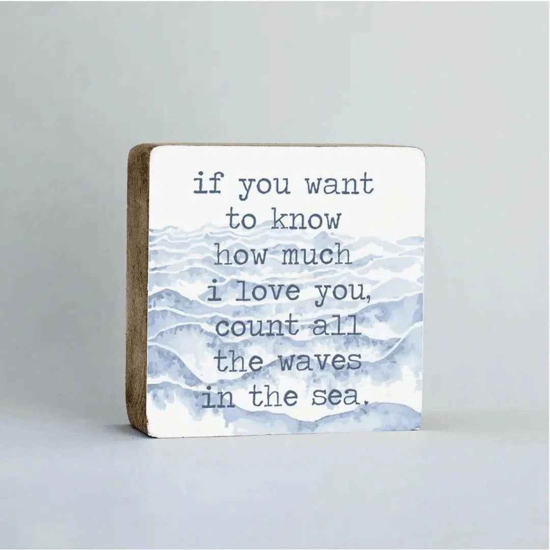 Waves in The Sea Decorative Wooden Block - Oceanista