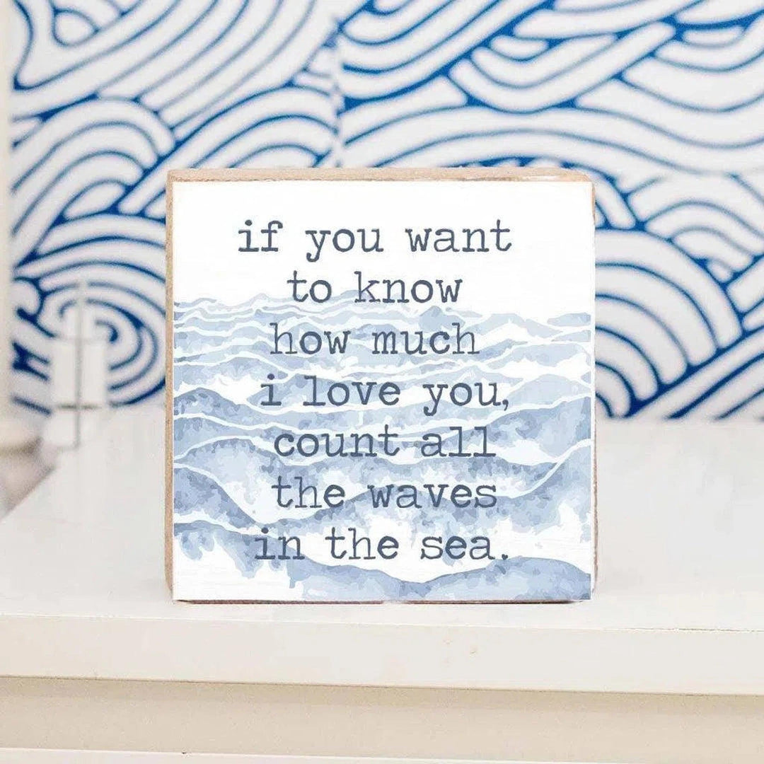 Waves in The Sea Decorative Wooden Block - Oceanista