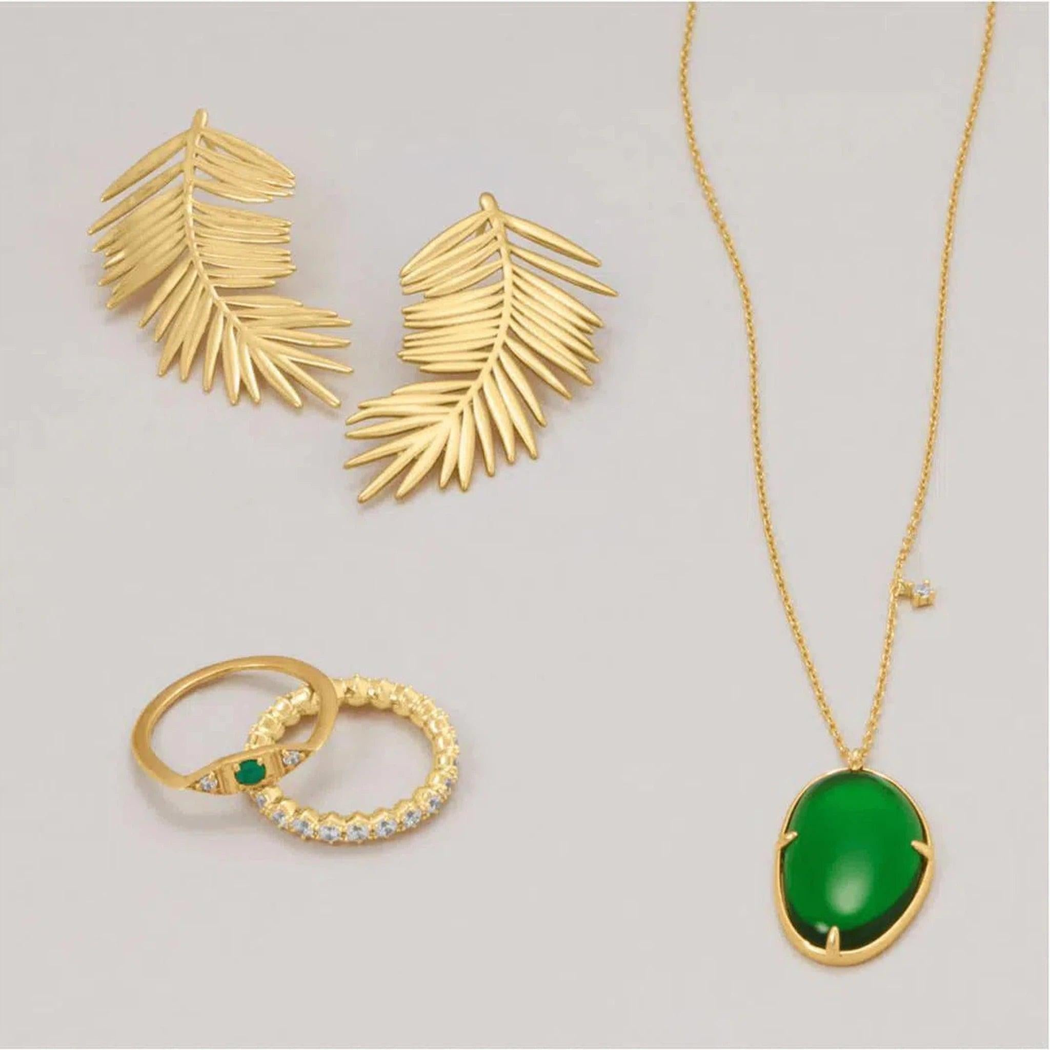 14 Karat Gold Plated Palm Leaf Earrings