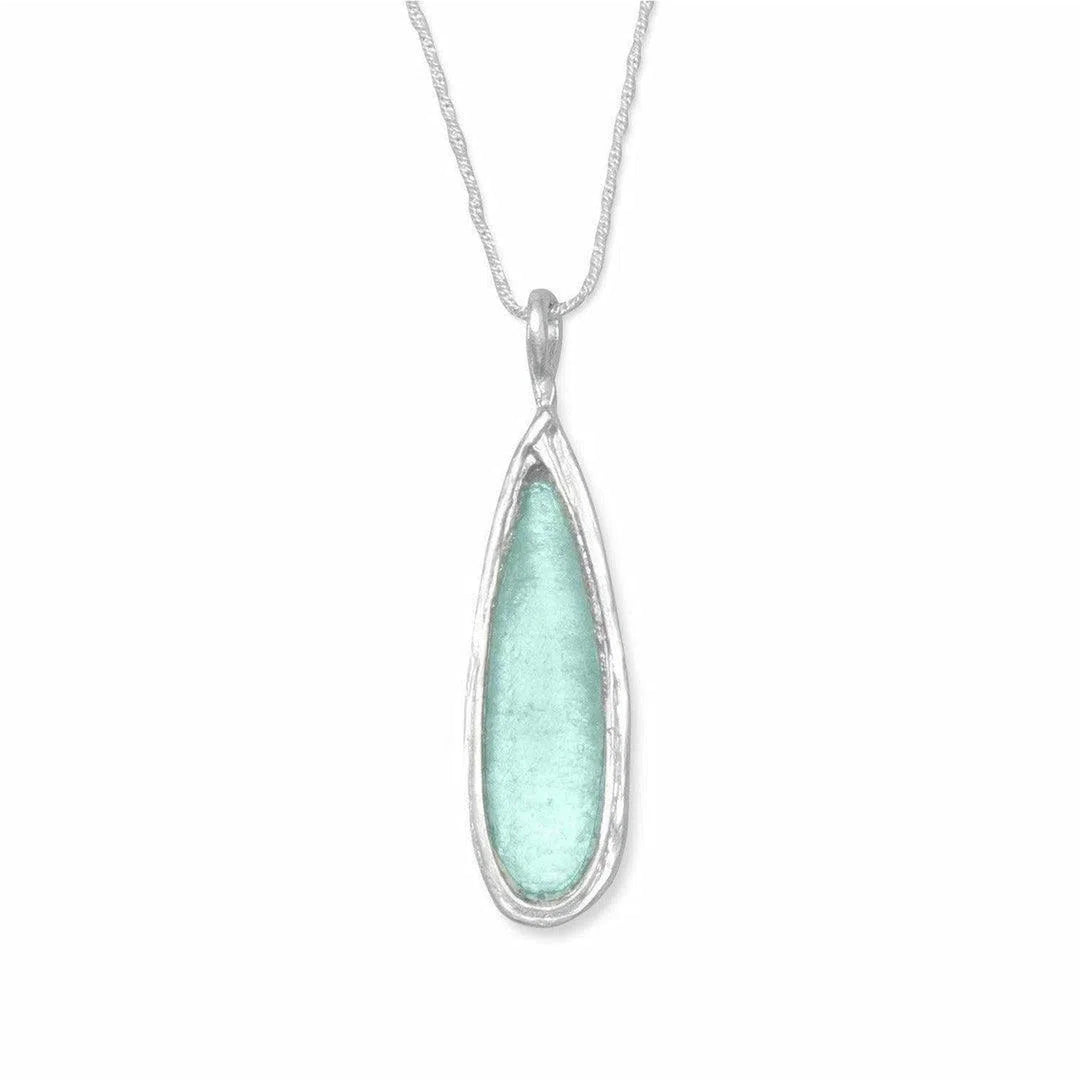 Ancient Roman Glass Pear Drop Necklace - Oceanista
