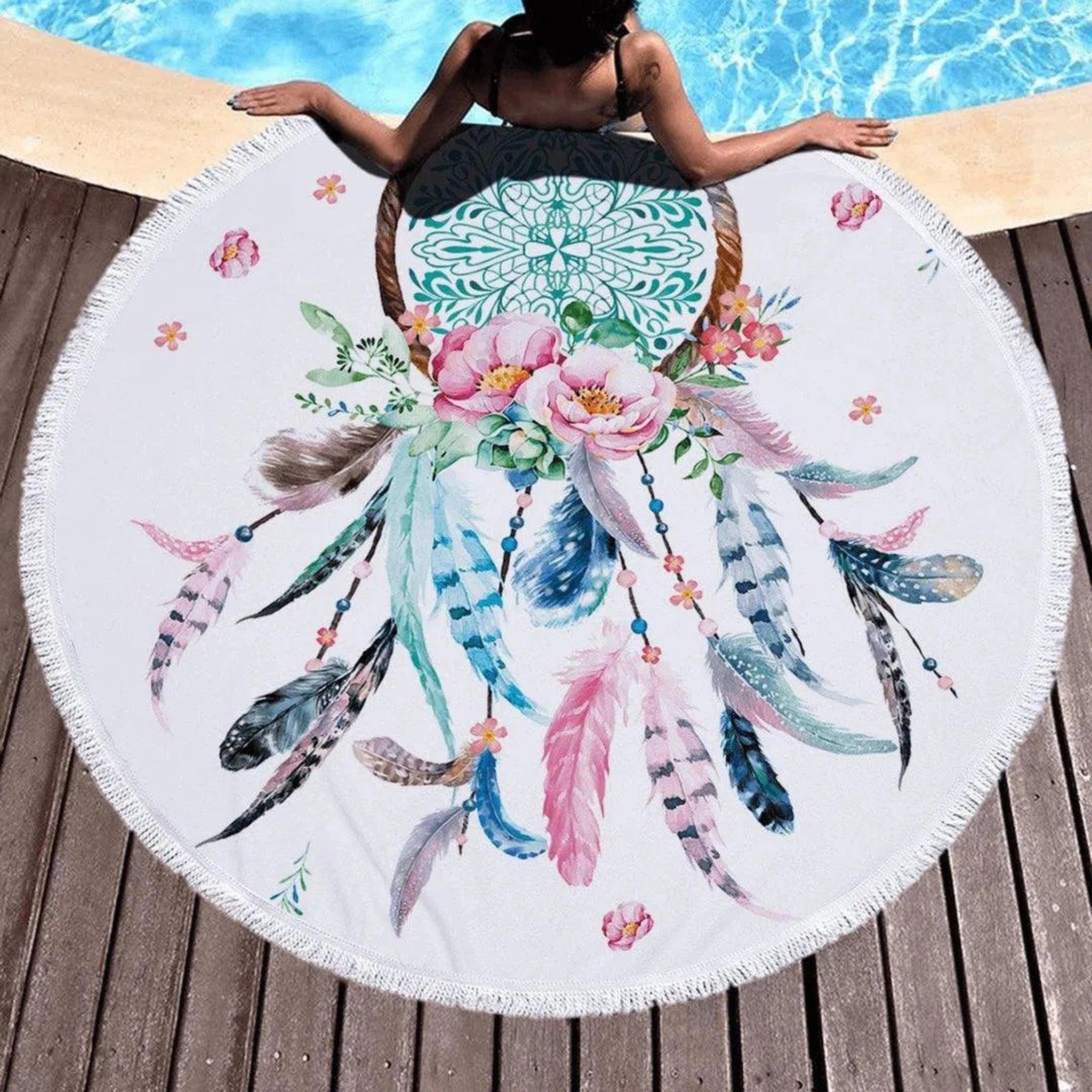 Boho Dreamcatcher Round Beach Towel