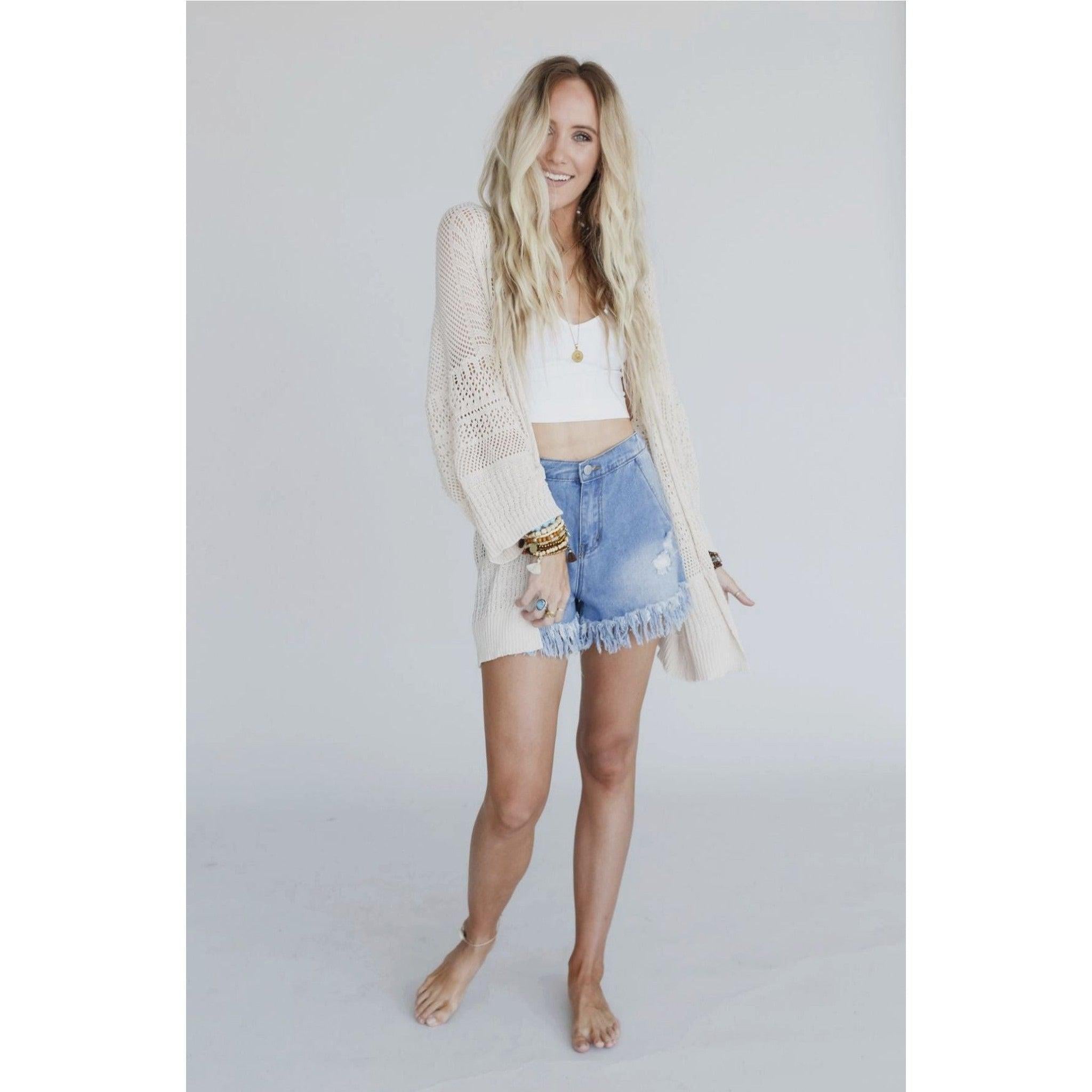 Brenden Knit Netted Cardigan