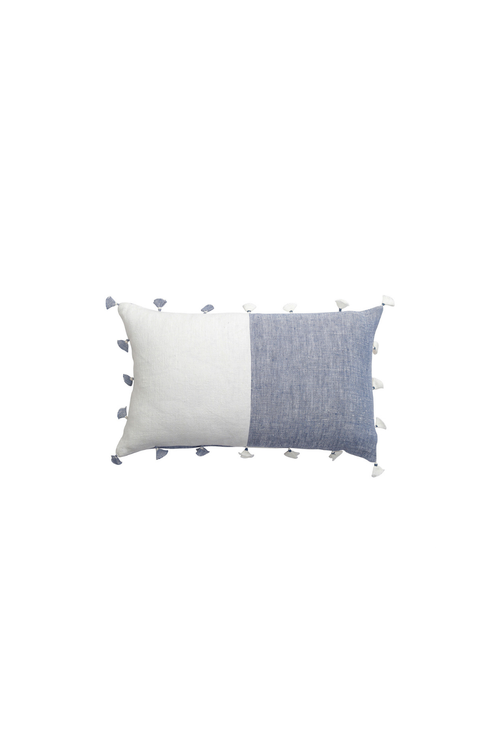 Chambray Blue Tassels So Soft Linen Pillow Cover