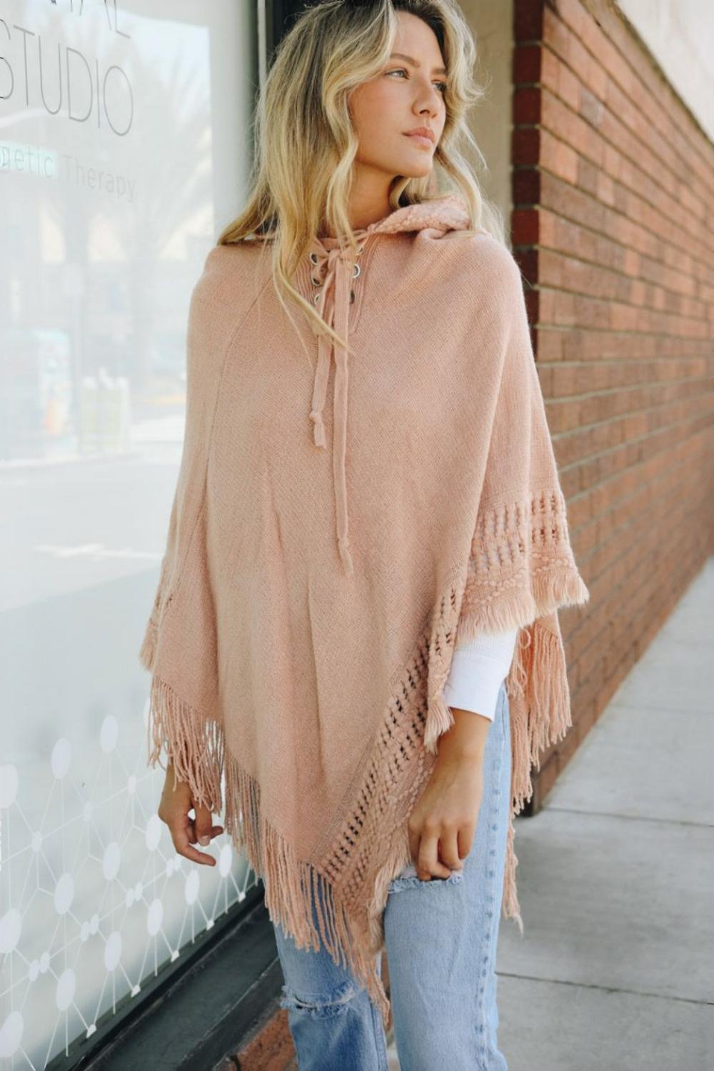 Classic Knit Beach Hoodie Poncho
