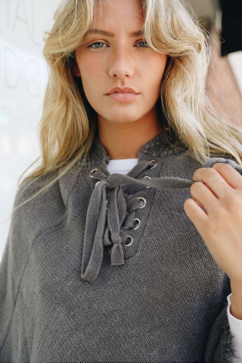 Classic Knit Beach Hoodie Poncho