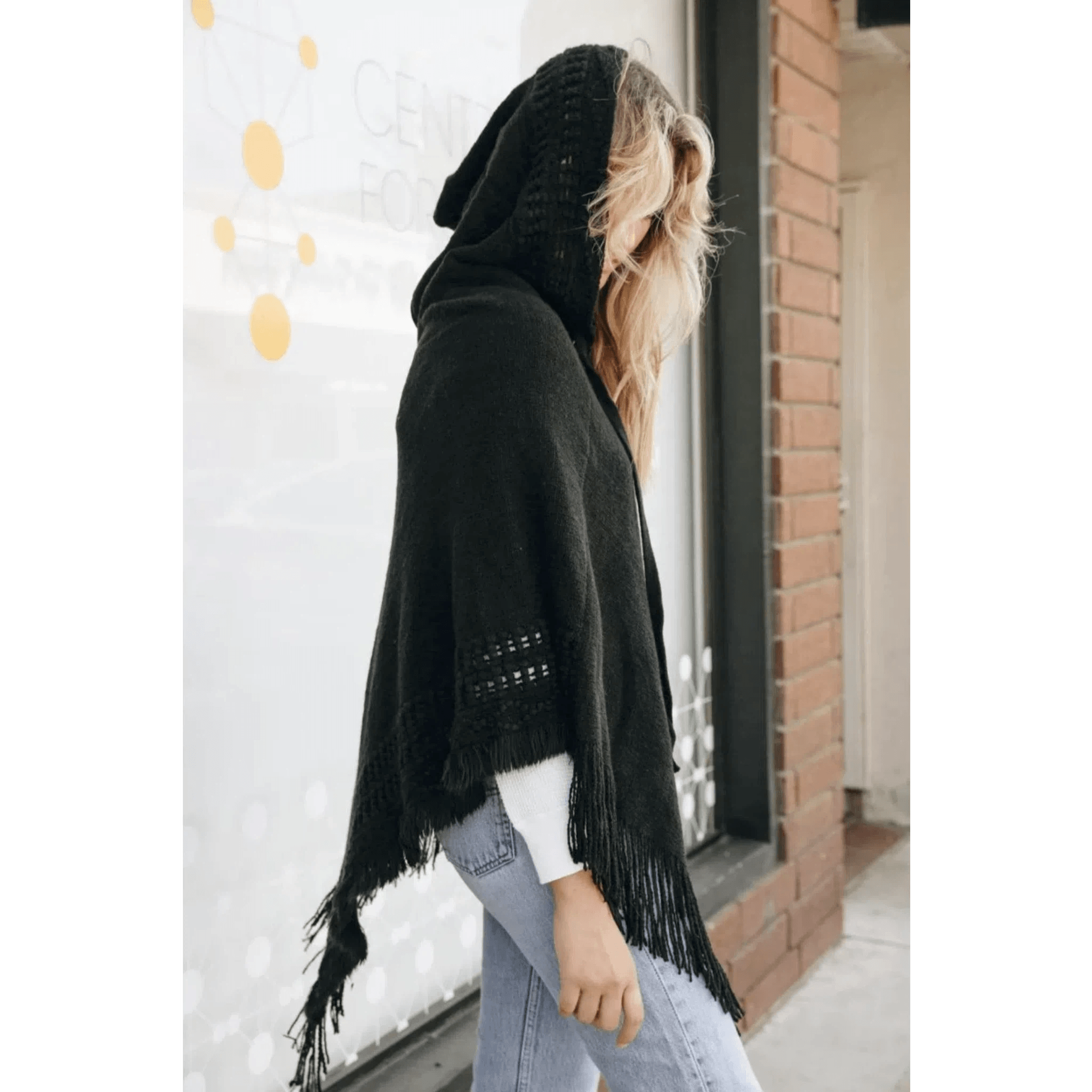 Classic Knit Beach Hoodie Poncho