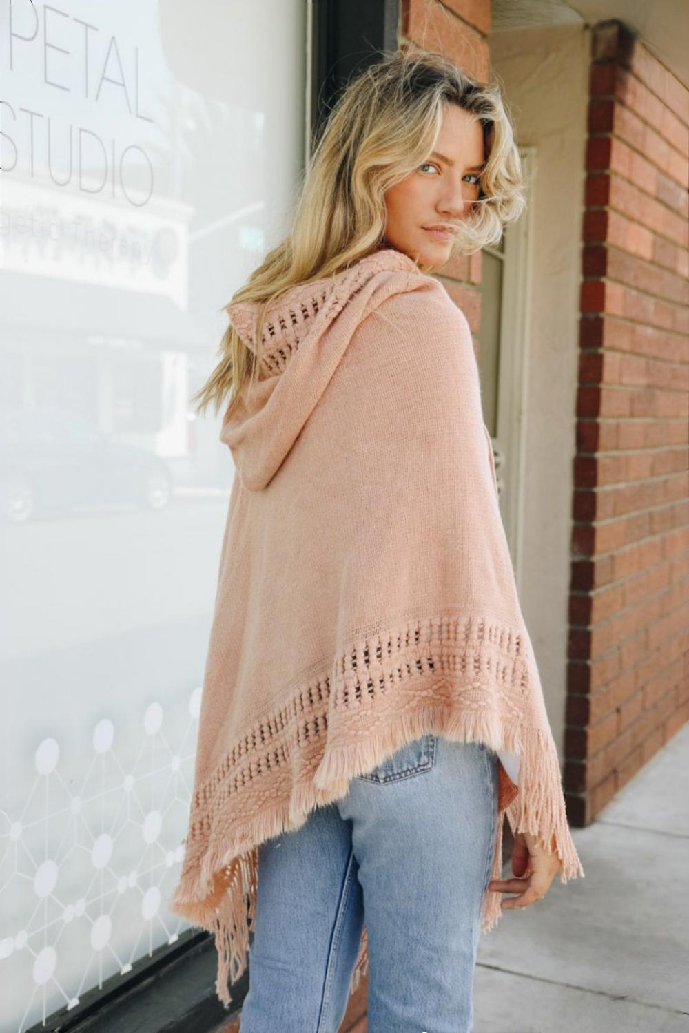 Classic Knit Beach Hoodie Poncho