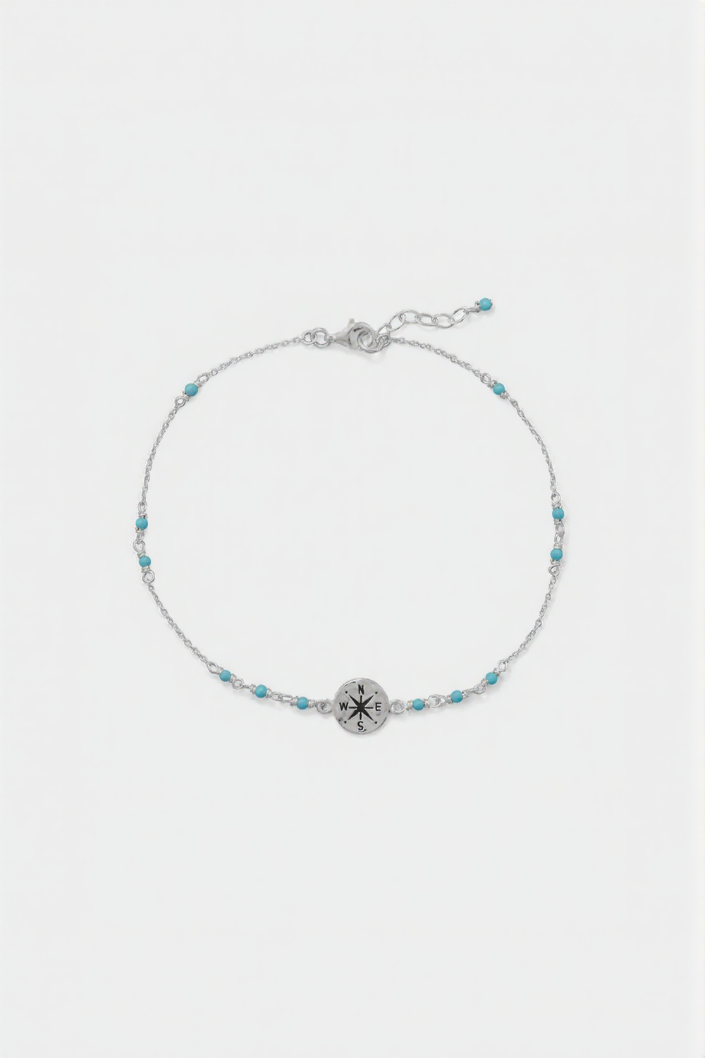 Compass and Blue Bead Anklet