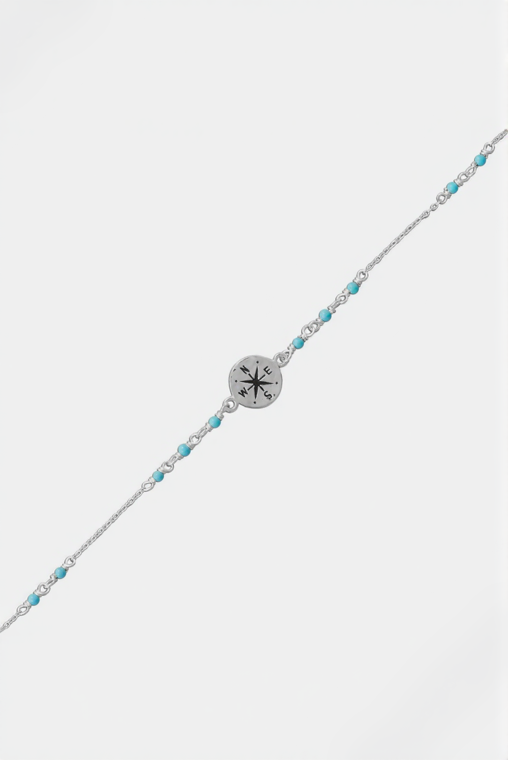 Compass and Blue Bead Anklet