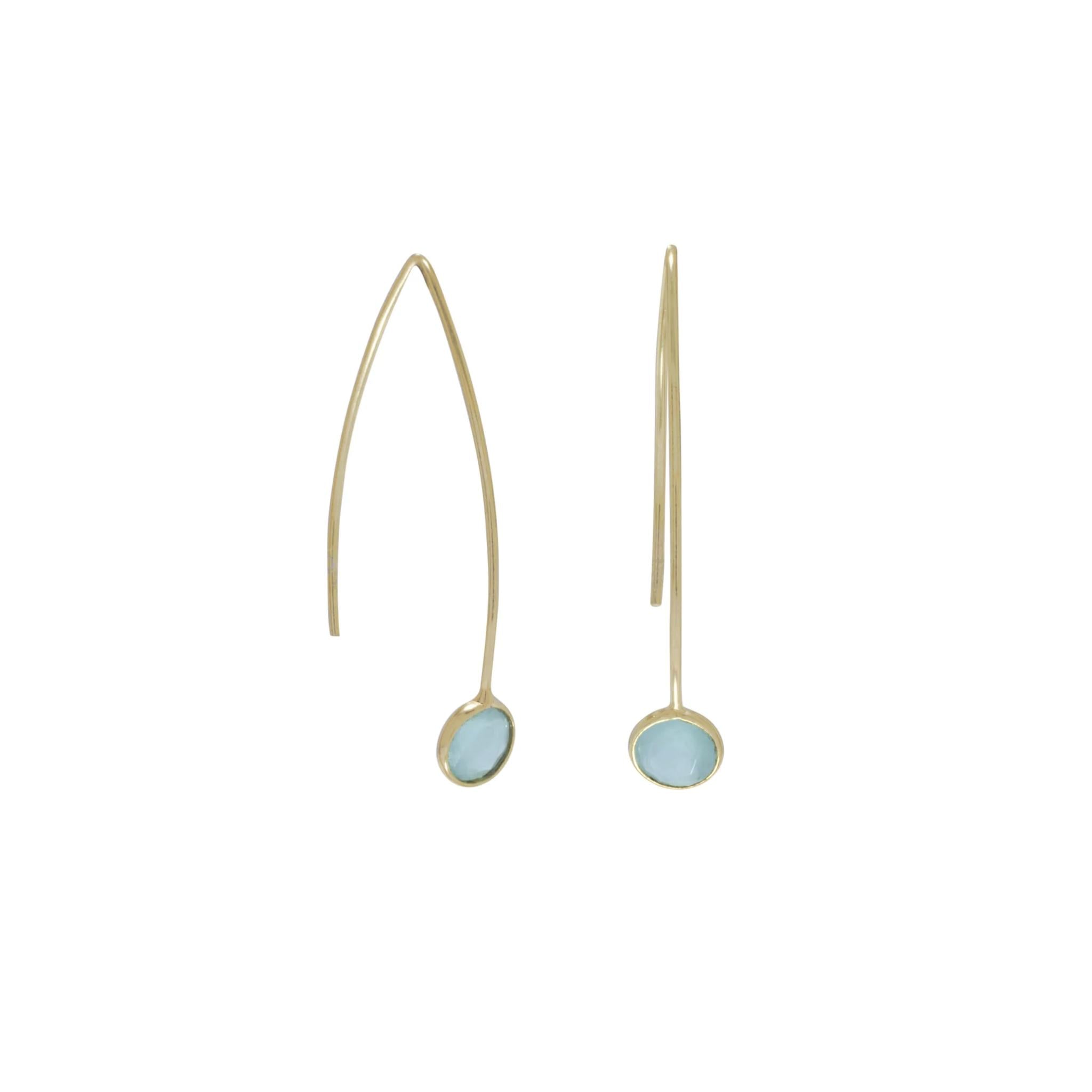 Green Hydro Glass 14 Karat Gold Plated Wire Earrings