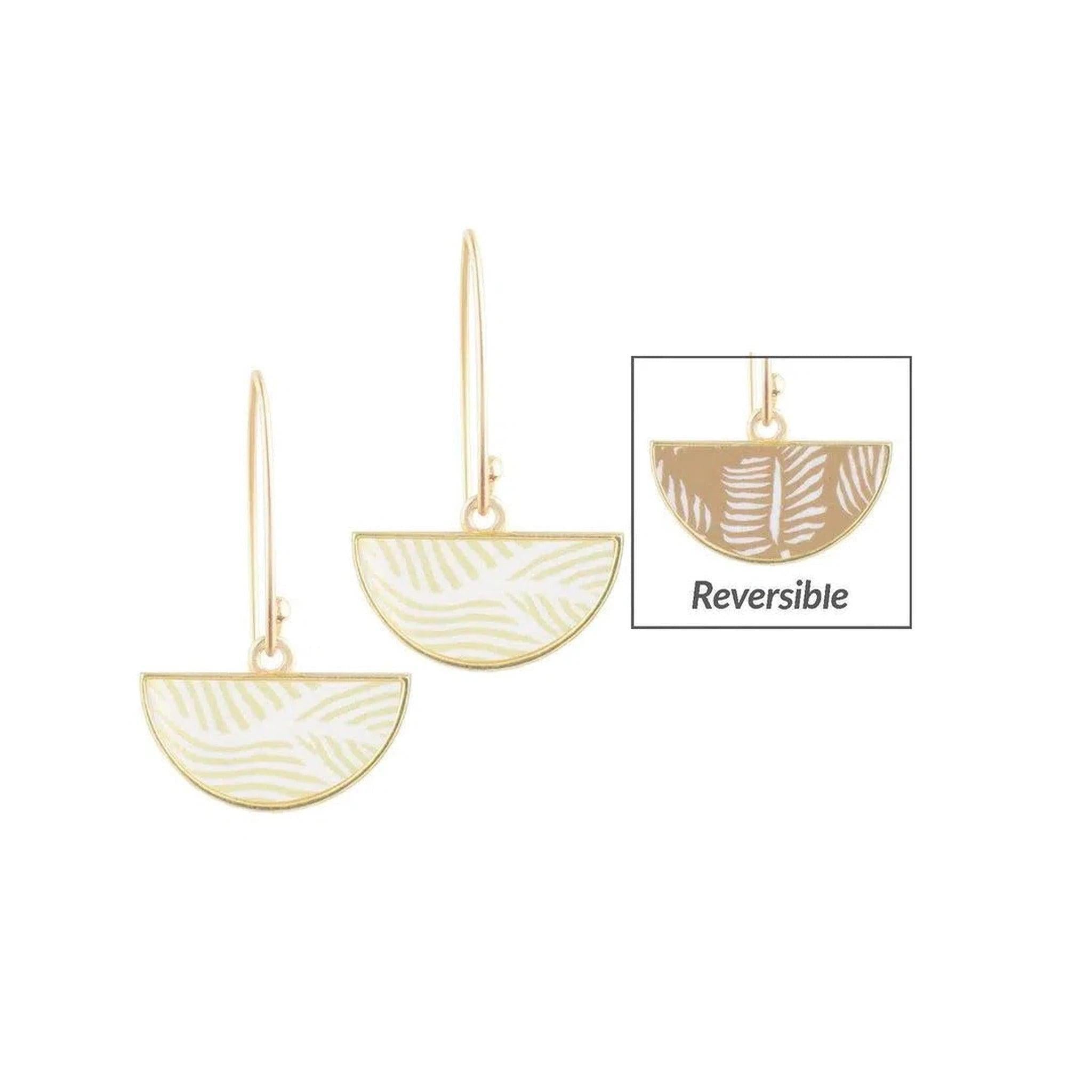 Ivory Palm Reversible Half Shell Earrings