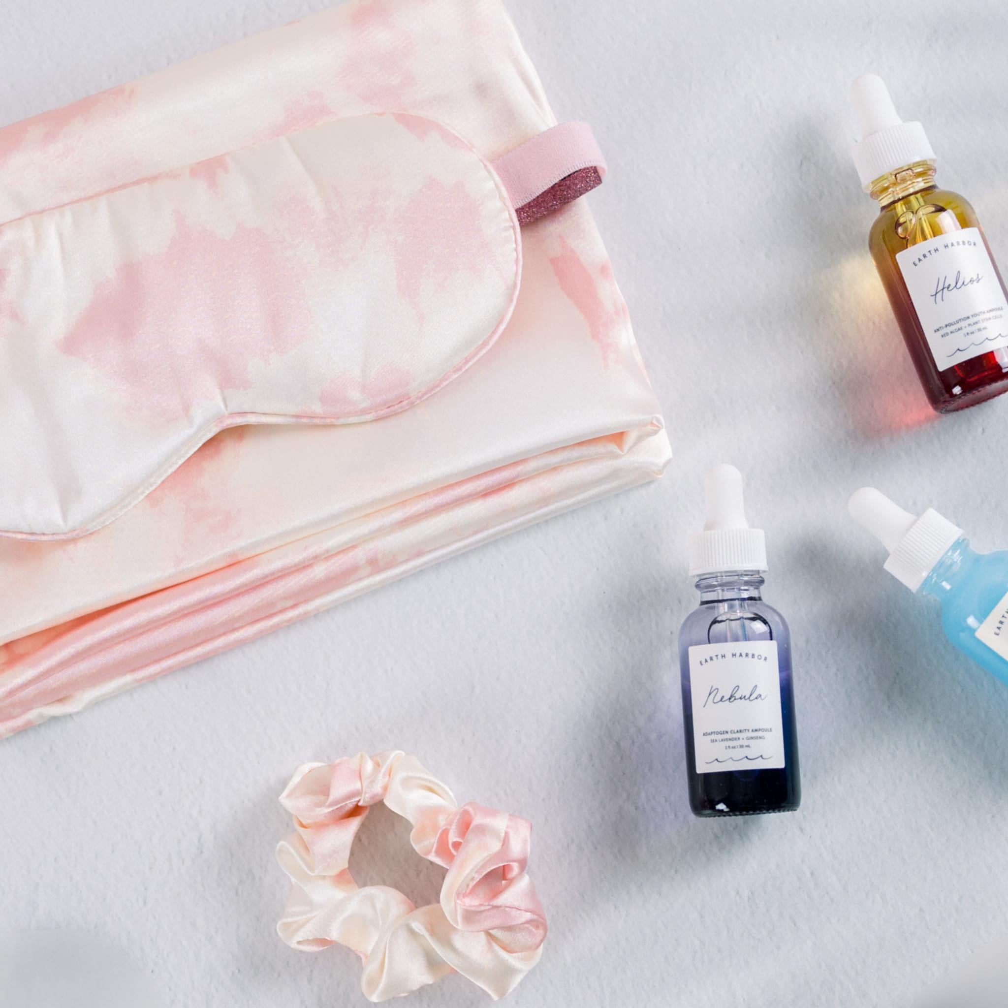 Madewell x KITSCH® Reset Edit Satin Sleep Set Blush Tie-Dye