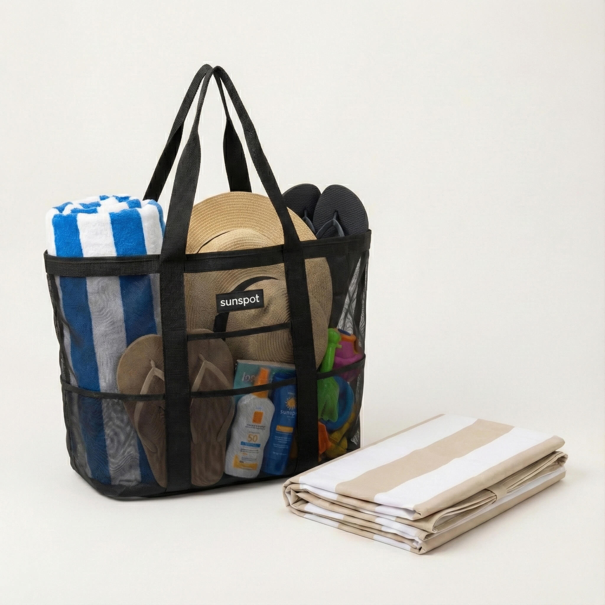 Mesh Beach Tote with Pull-out blanket - Oceanista