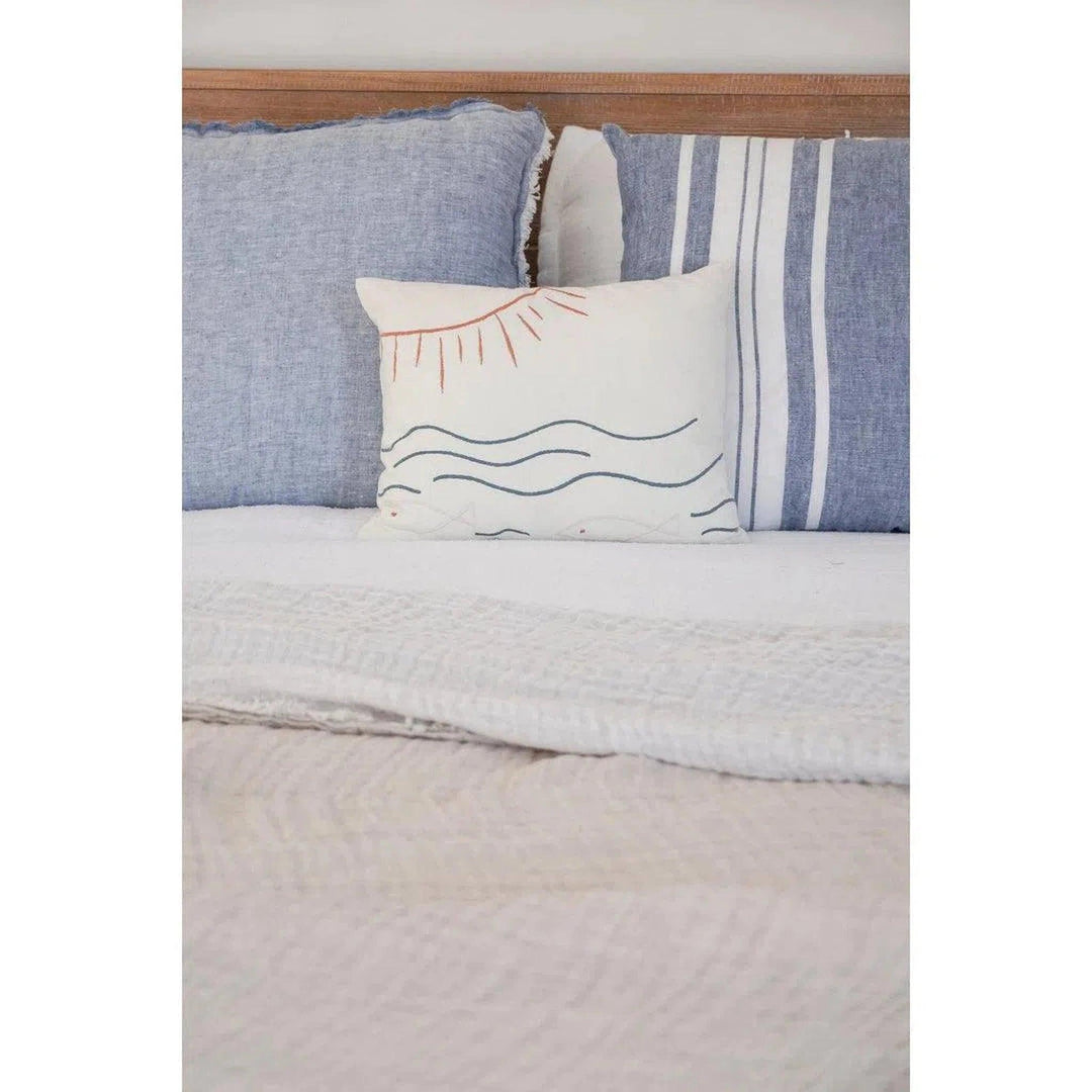 Ocean Embroidered Cotton Pillow Cover - Oceanista