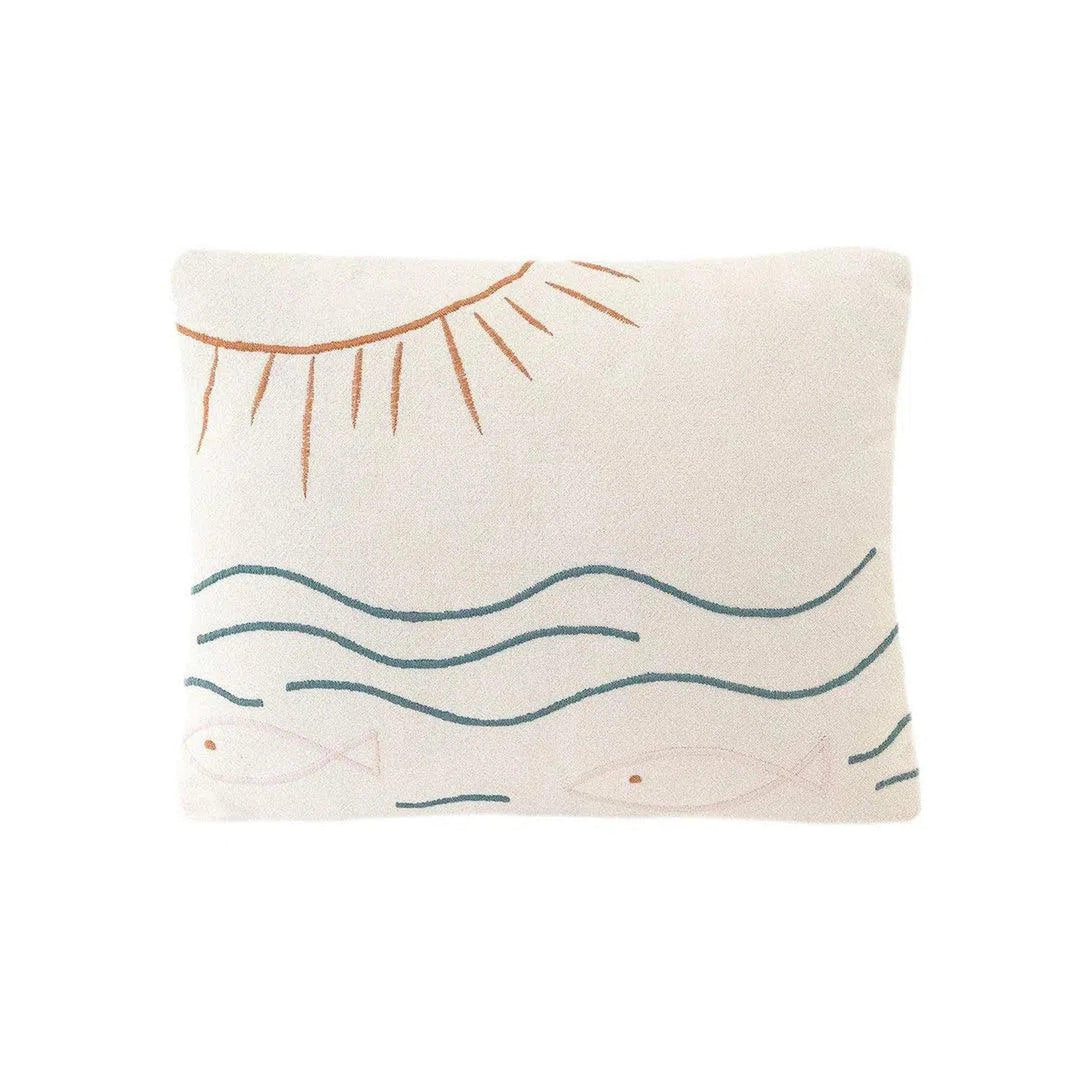 Ocean Embroidered Cotton Pillow Cover - Oceanista