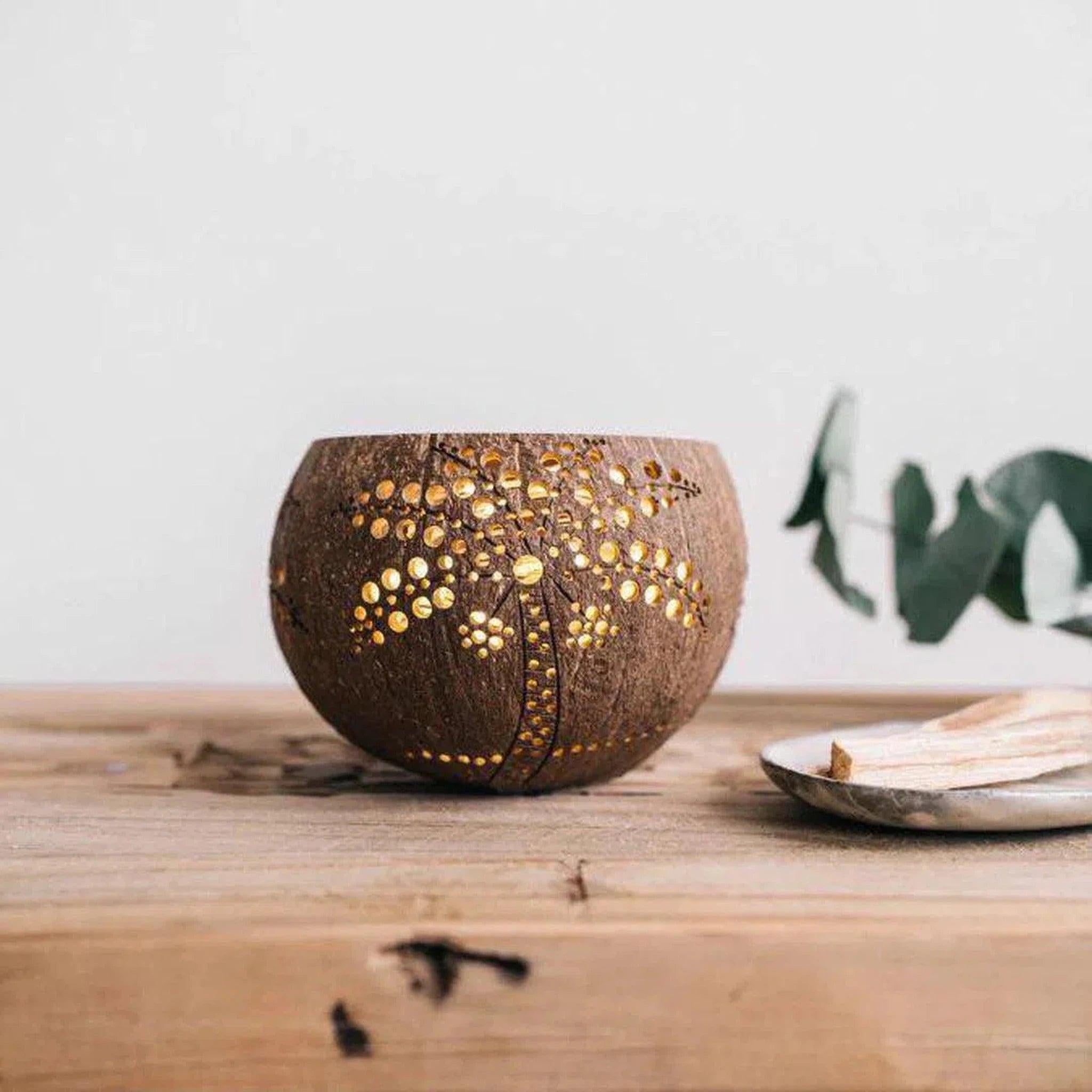 Palm Tree Coconut Candle Holder