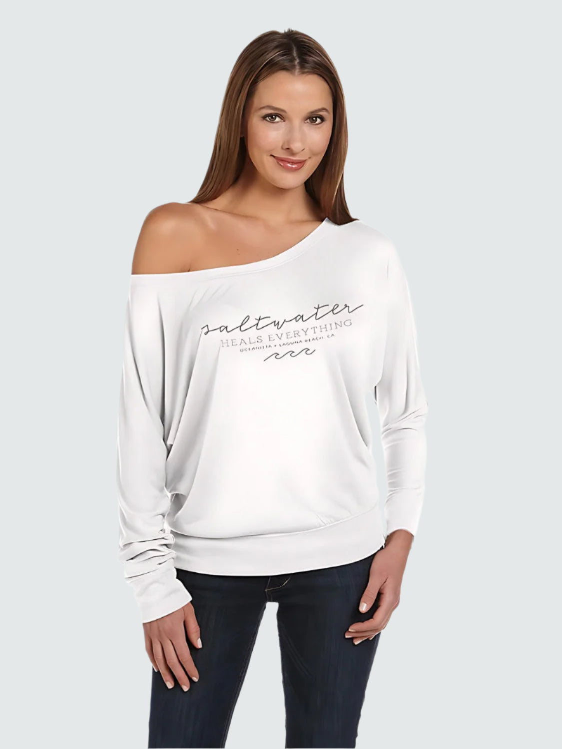 long sleeve flowy off the shoulder top