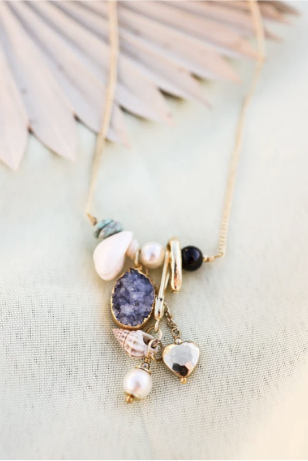 She-Shell Gem Charm Necklace