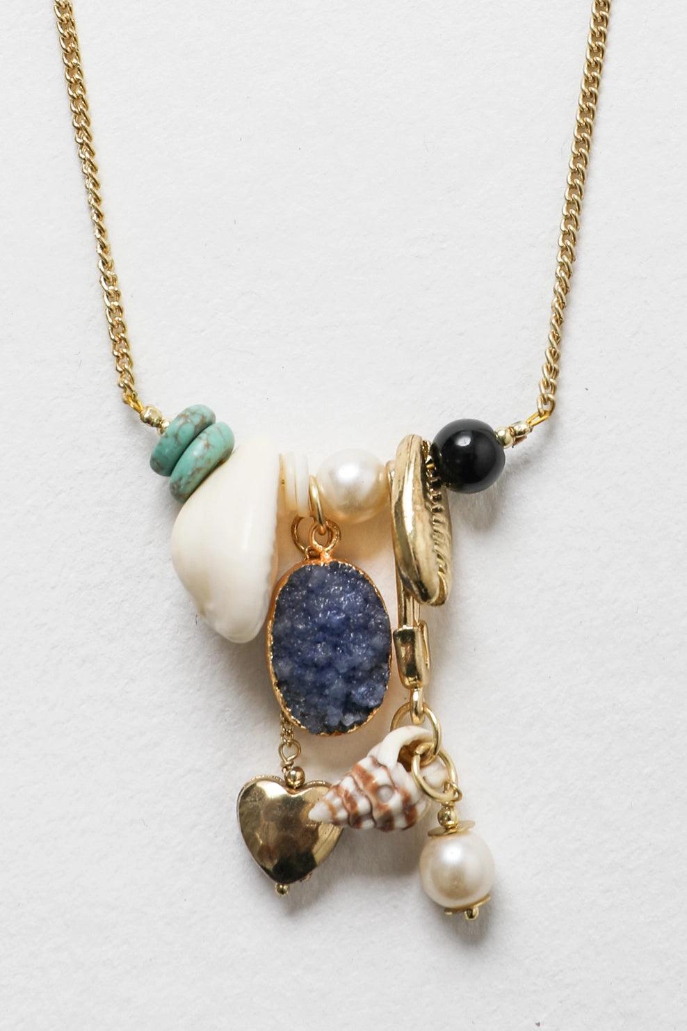She-Shell Gem Charm Necklace