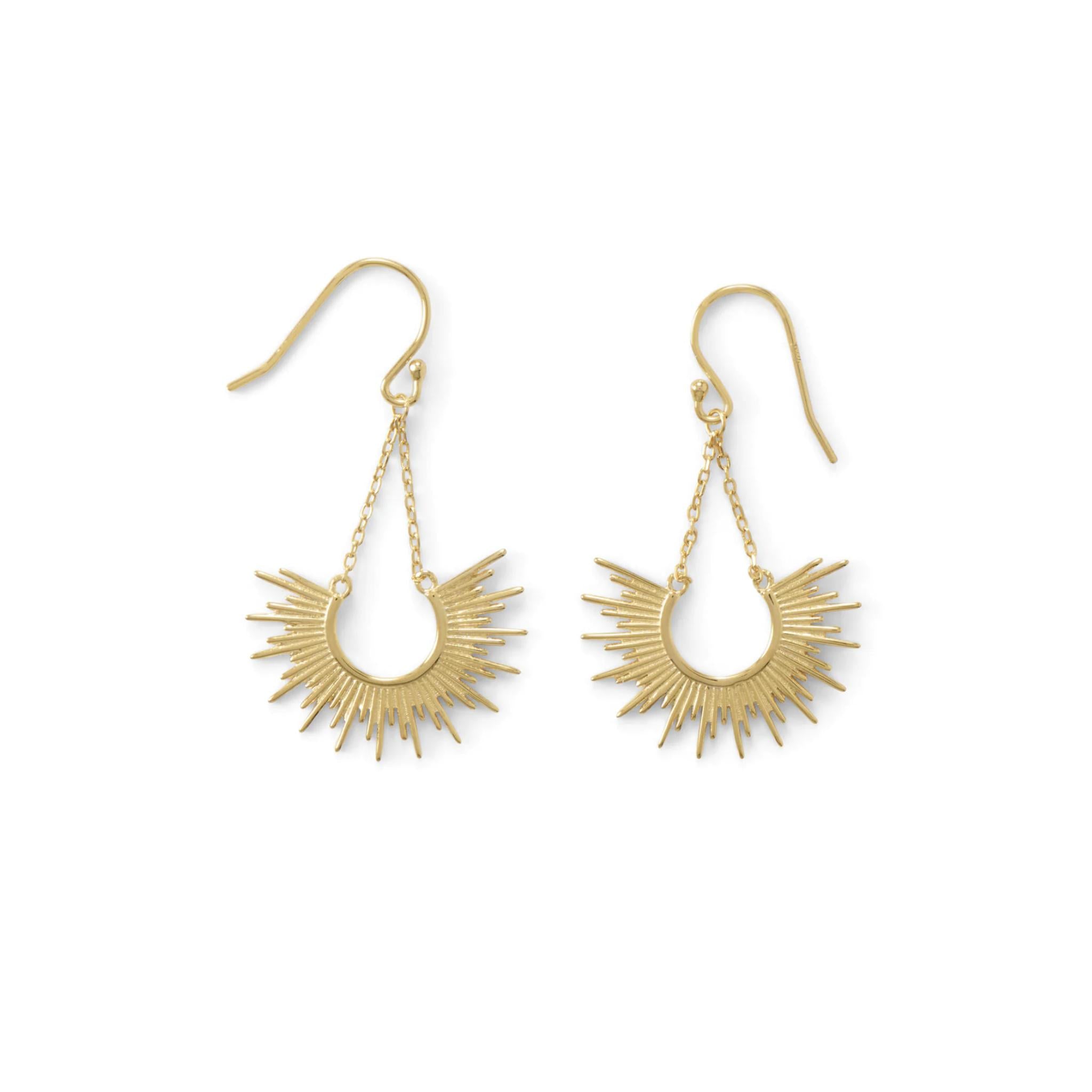 Shine On! 14 Karat Gold Plated Sunburst Earrings