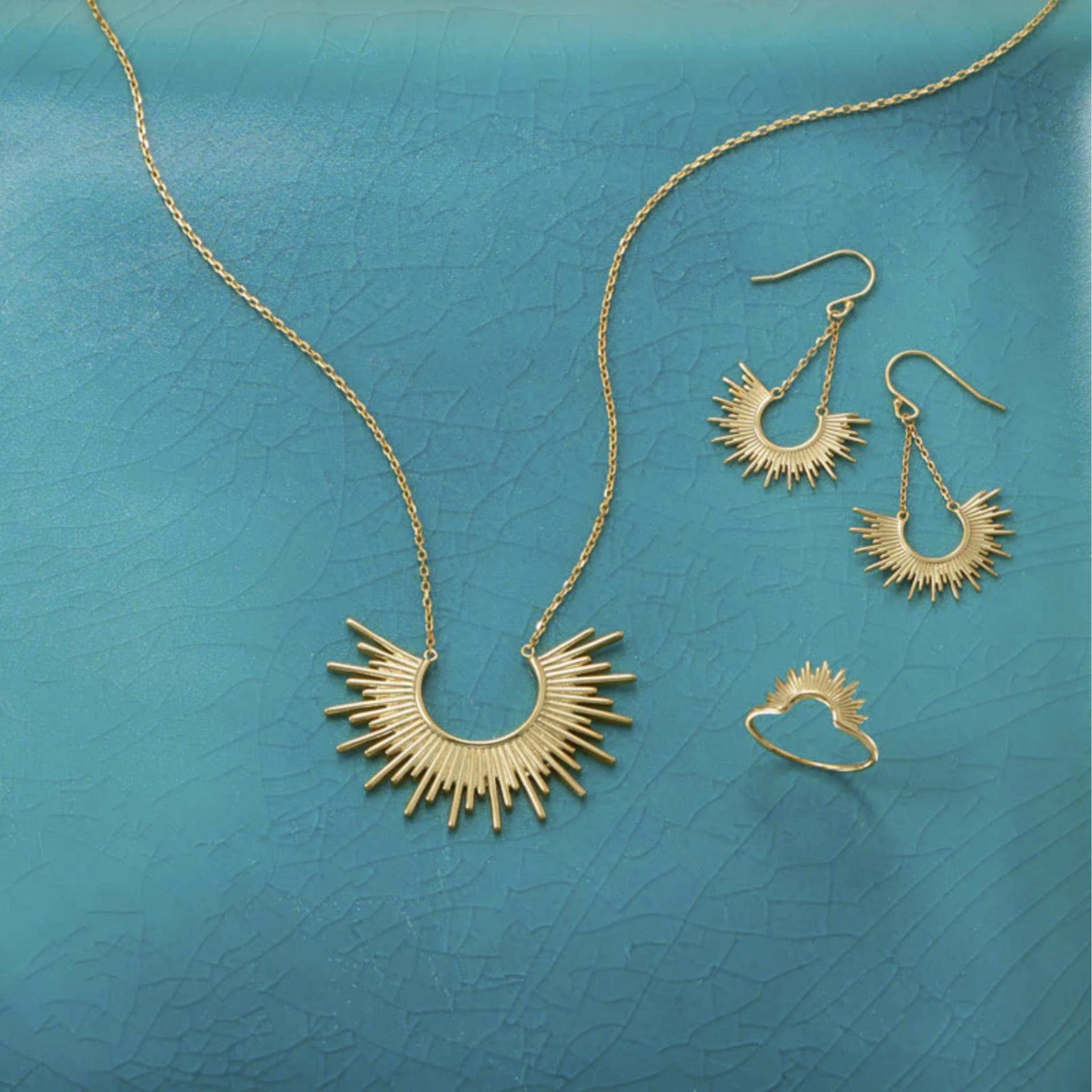 Shine On! 14 Karat Gold Plated Sunburst Earrings