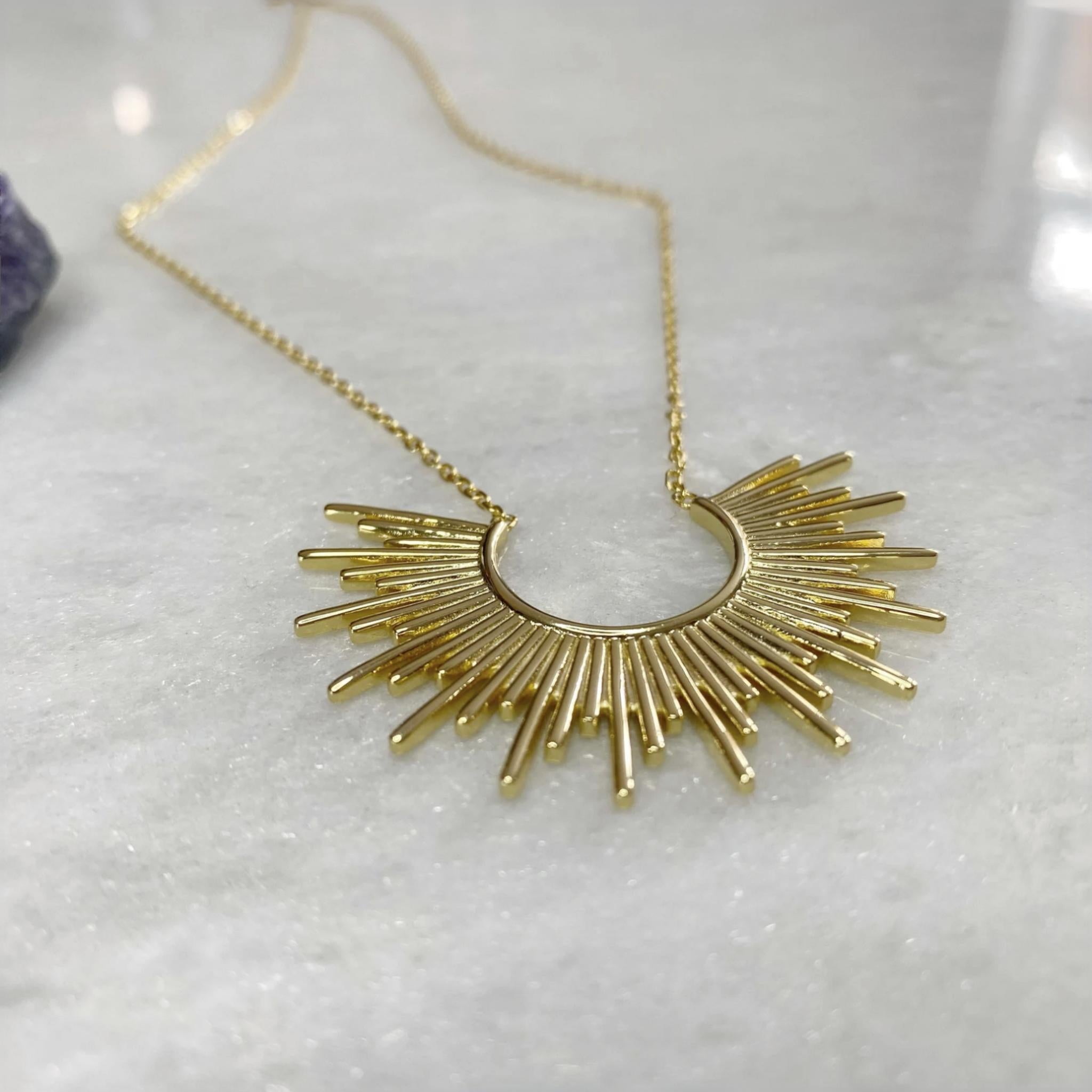 Shine On! 14 Karat Gold Plated Sunburst Necklace