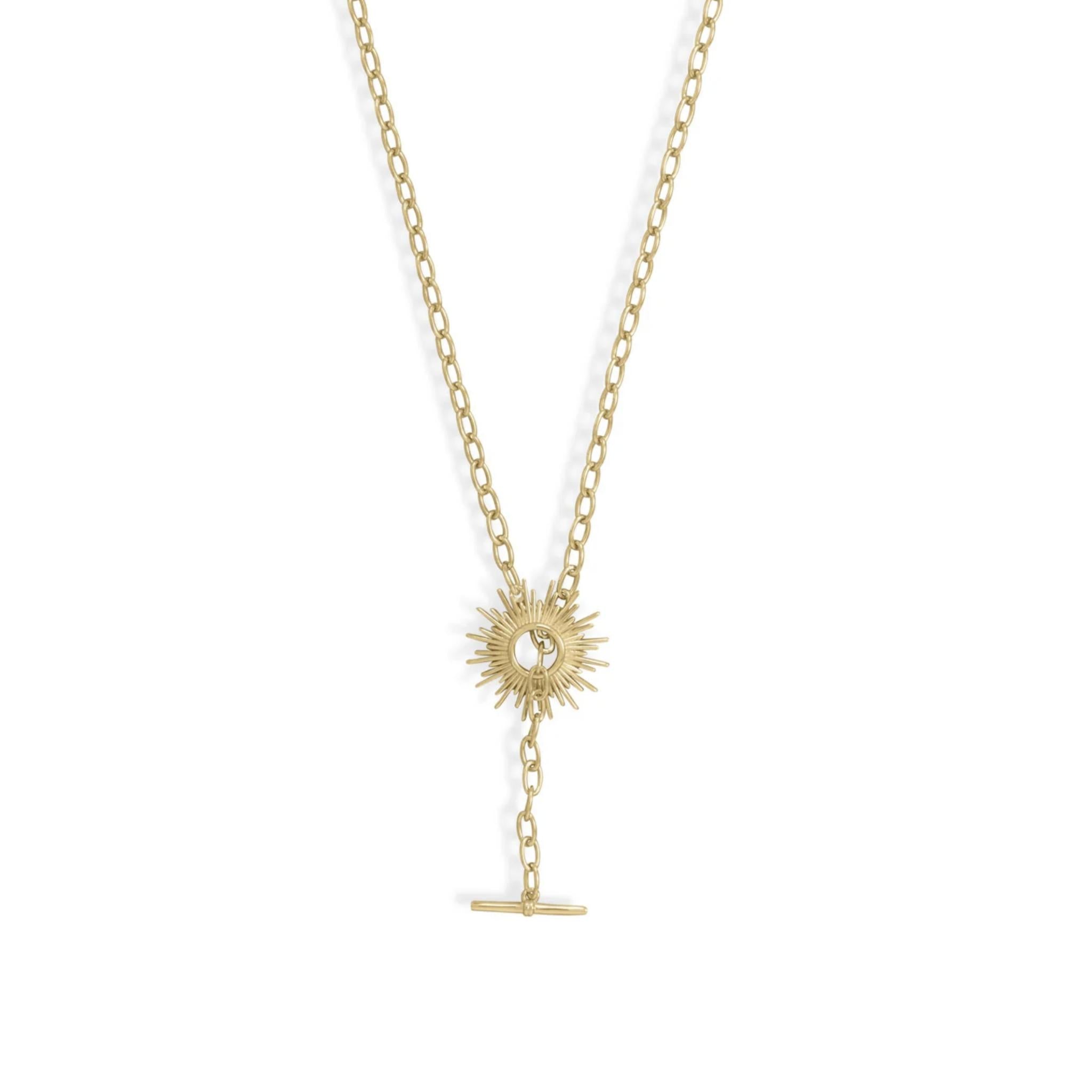 Shine On! 14 Karat Gold Plated Sunburst Toggle Necklace