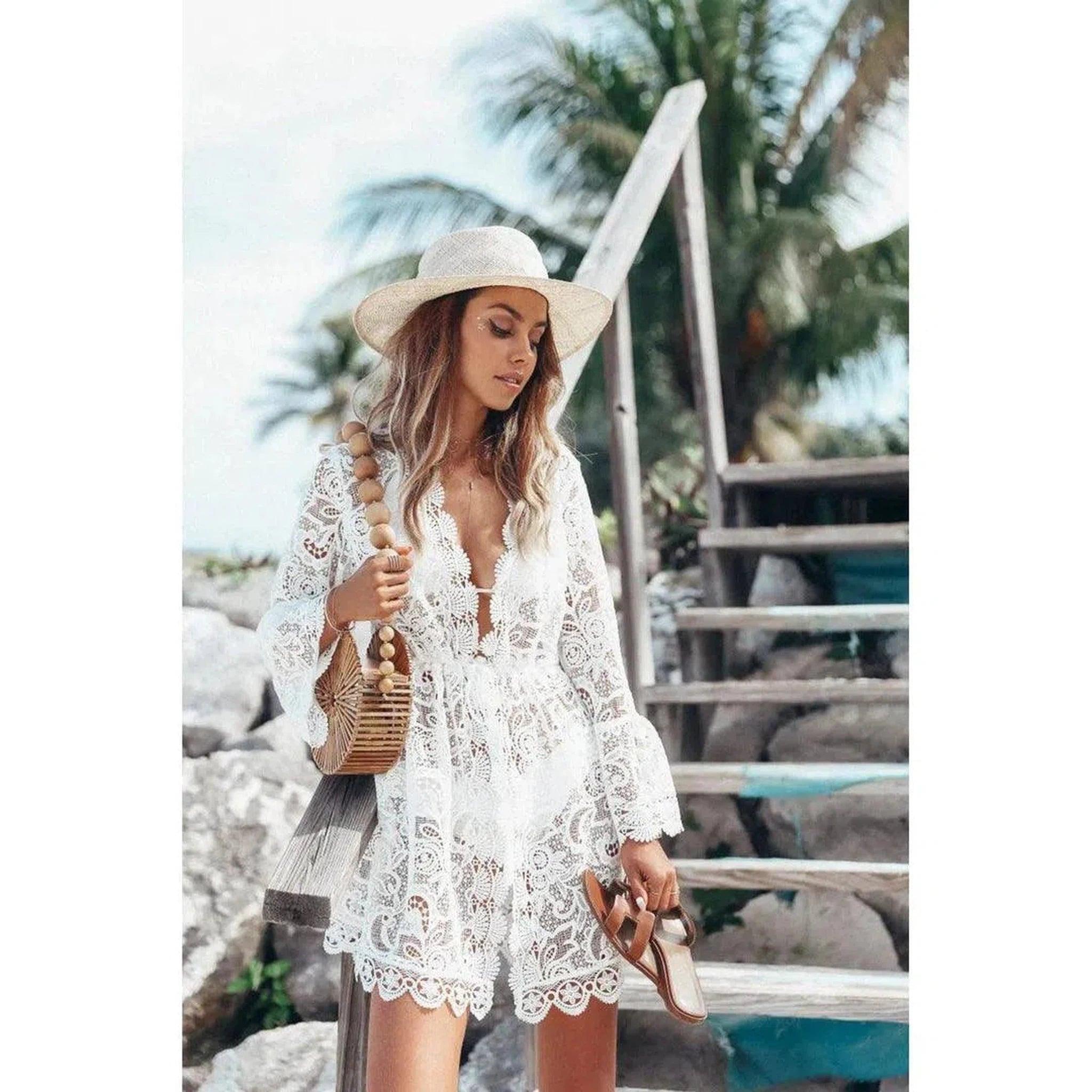 The Jolene Lace Hollow-Out Beach Dress