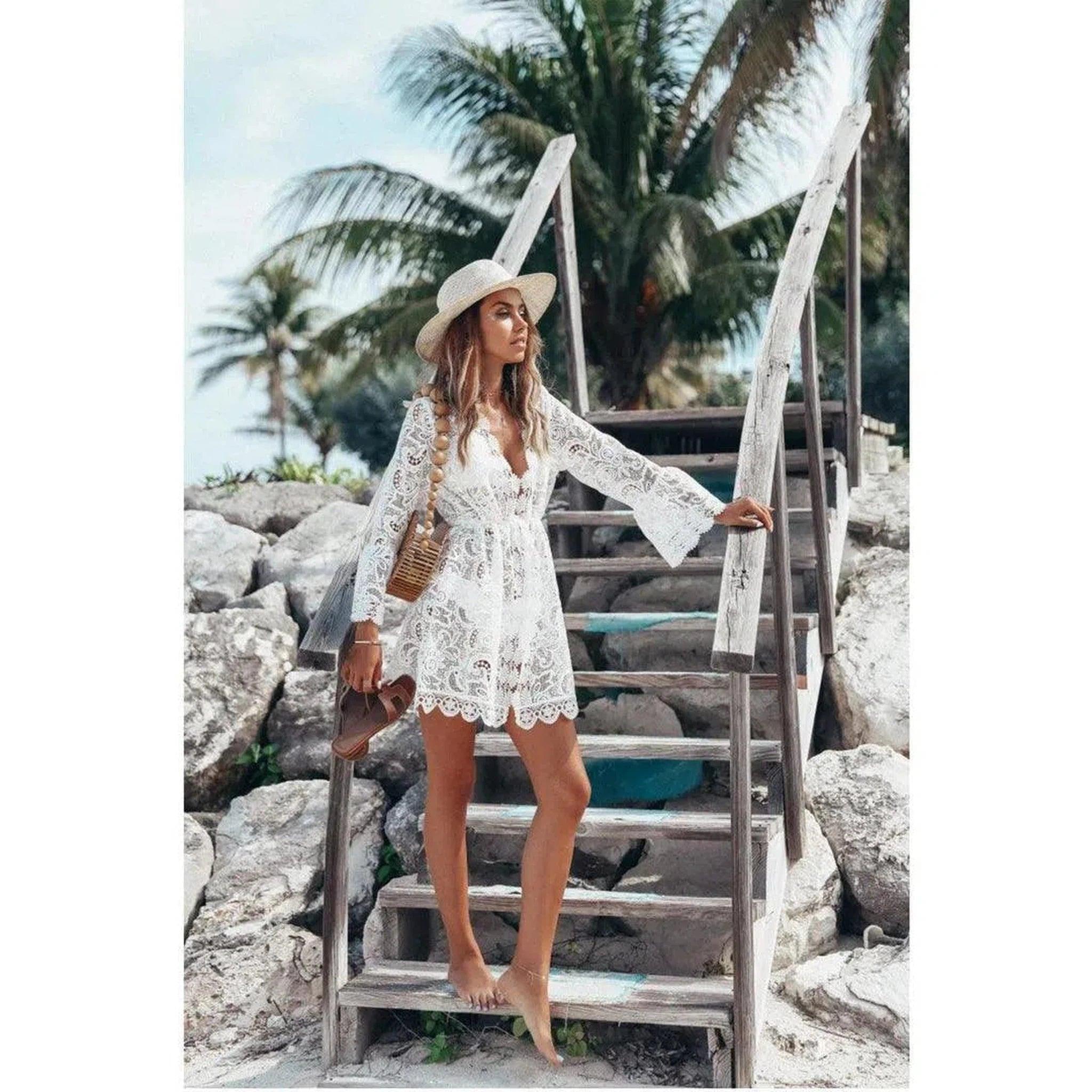 The Jolene Lace Hollow-Out Beach Dress