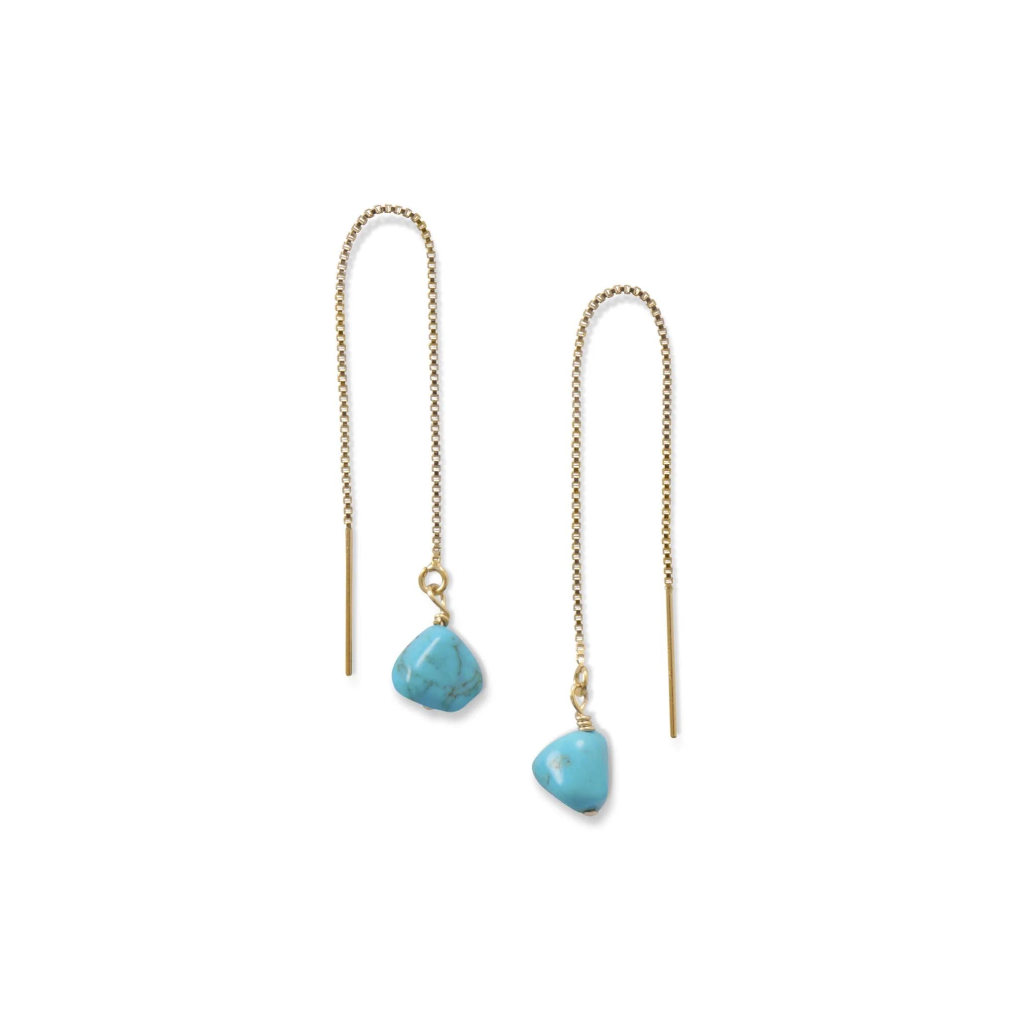 Turquoise Bead Threader Earrings